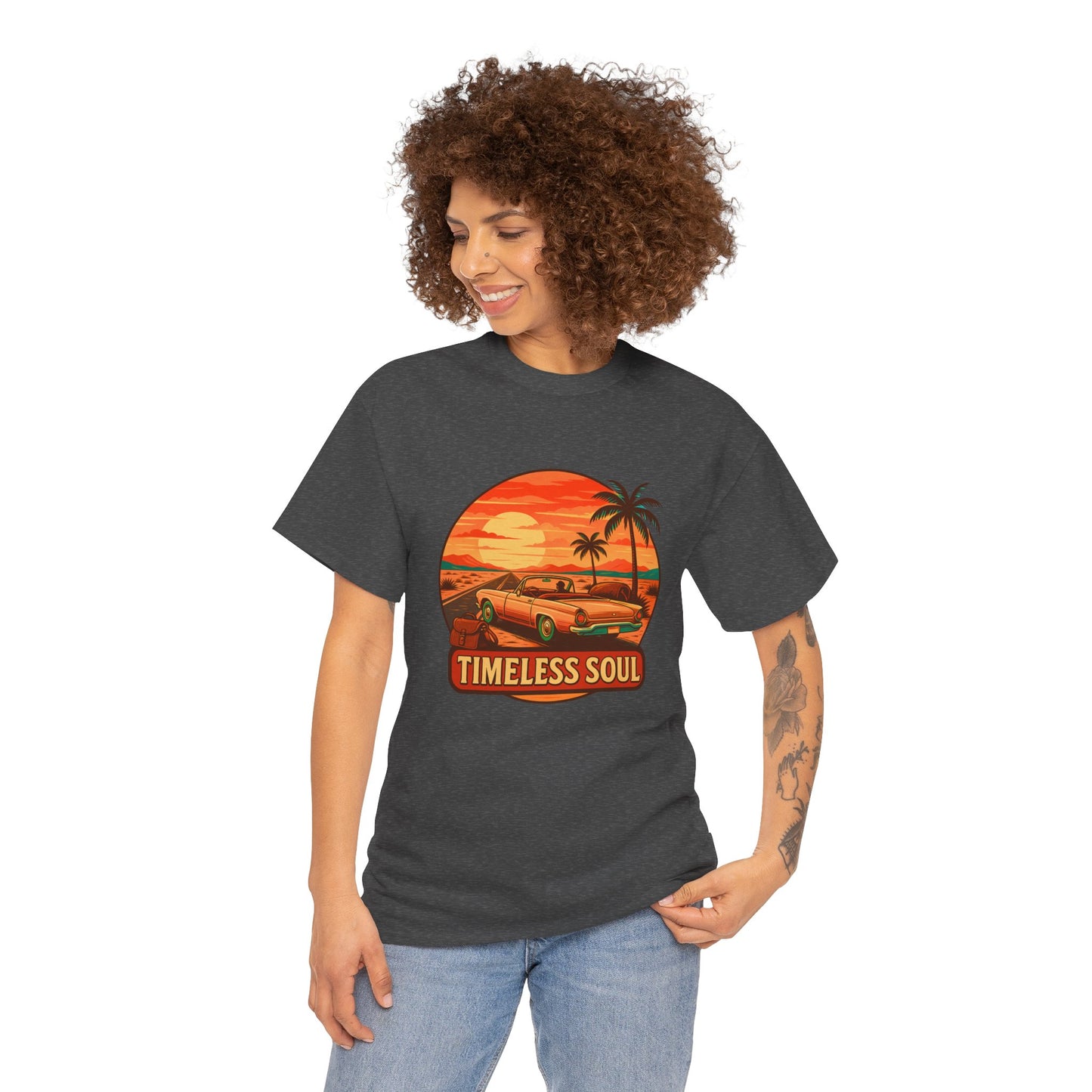 Timeless Soul Road Trip T-Shirt, Retro Sunset Unisex Tee, Vintage Palm Tree Graphic Shirt