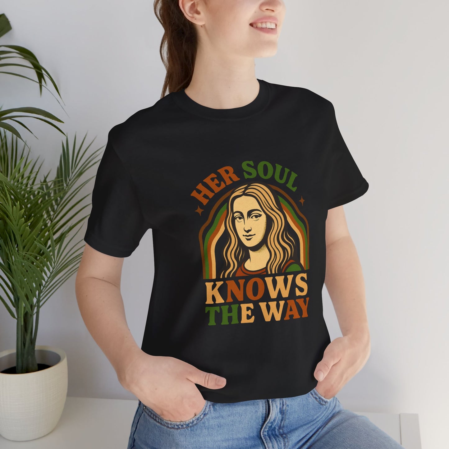 Inspirational Quote Unisex Tee, Her Soul Knows The Way Shirt, Retro Graphic T-Shirt, Vintage Quote Top, Bella+Canvas 3001 Shirt