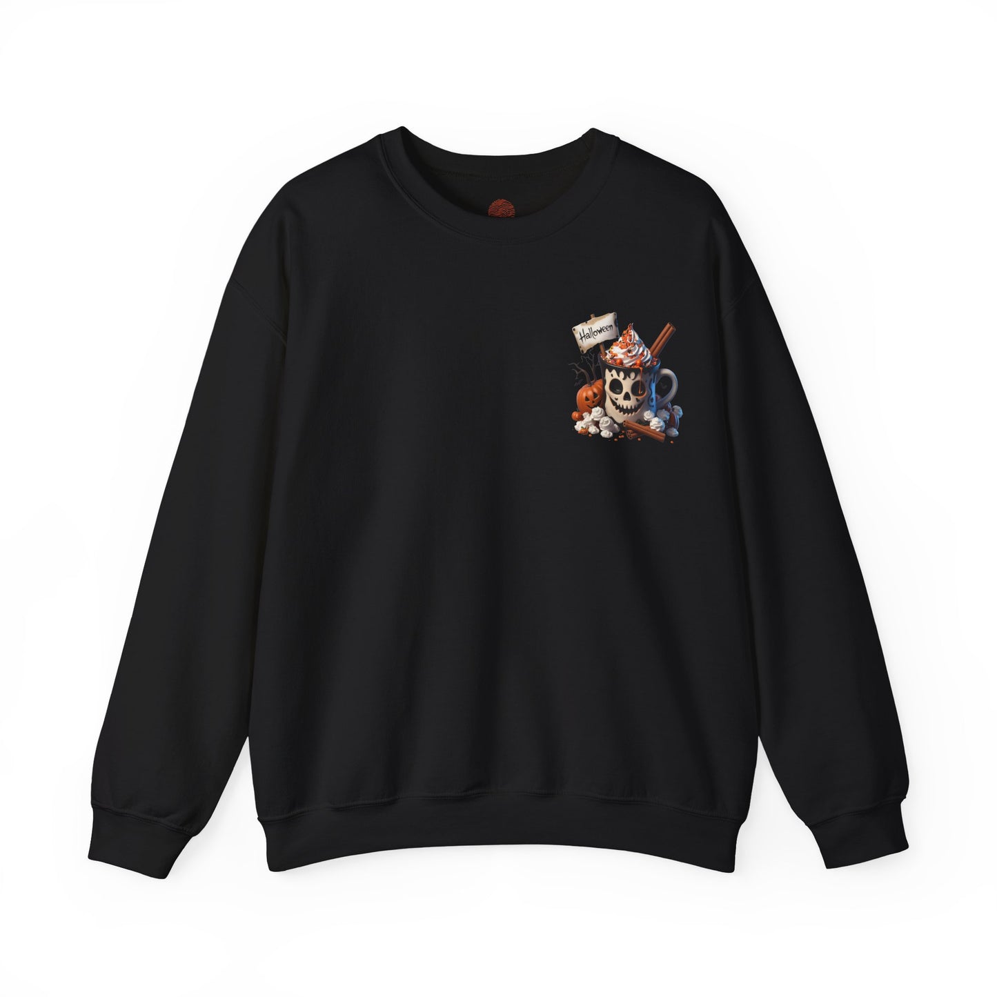 Halloween Skull Coffee Sweatshirt – Spooky Pumpkin Latte Fall Sweater – Cozy Autumn Skull Cup Pullover-Gildan 18000