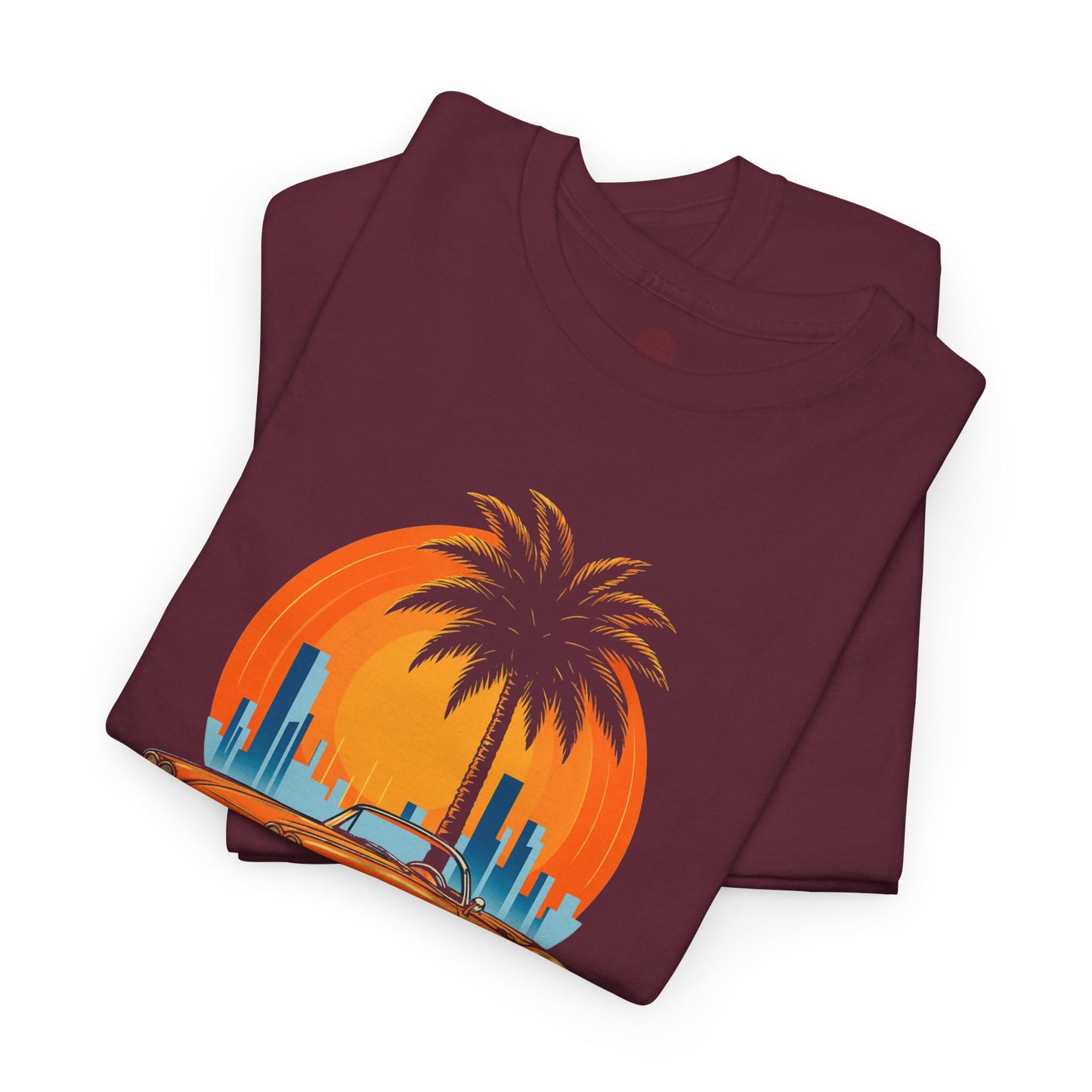 Vintage Sunset Retro Car T-Shirt, Classic Convertible Shirt, Miami Beach 80s Style Top - Unisex Tee