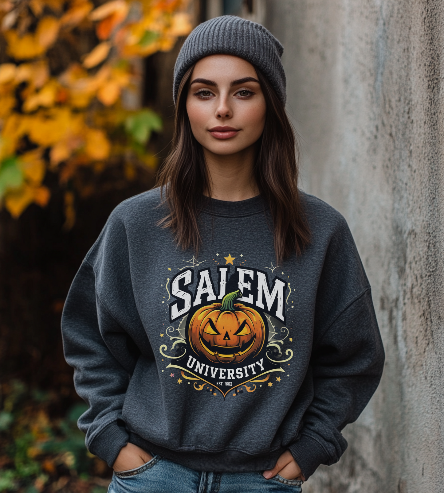 Salem University Jack-O’-Lantern – Unisex Gildan Heavy Blend Crewneck Sweatshirt