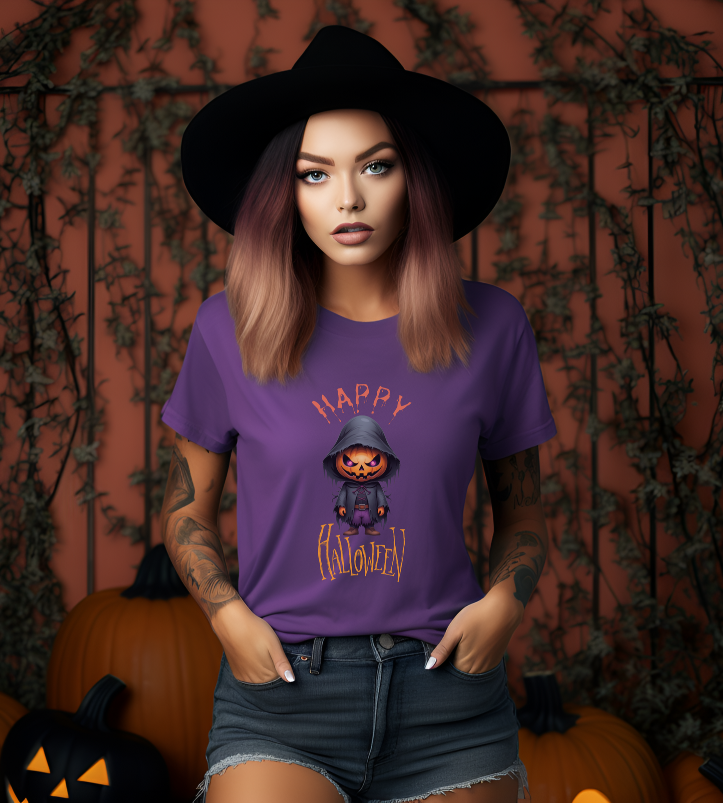 Happy Halloween Pumpkin Head Shirt – Spooky Jack O’Lantern Graphic Tee – Bella Canvas 3001 Unisex T-Shirt