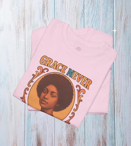 Grace Never Goes Out of Style Gildan 5000 Shirt - Retro Afro Woman Graphic Tee, Vintage 70s Aesthetic T-Shirt, Quote Top