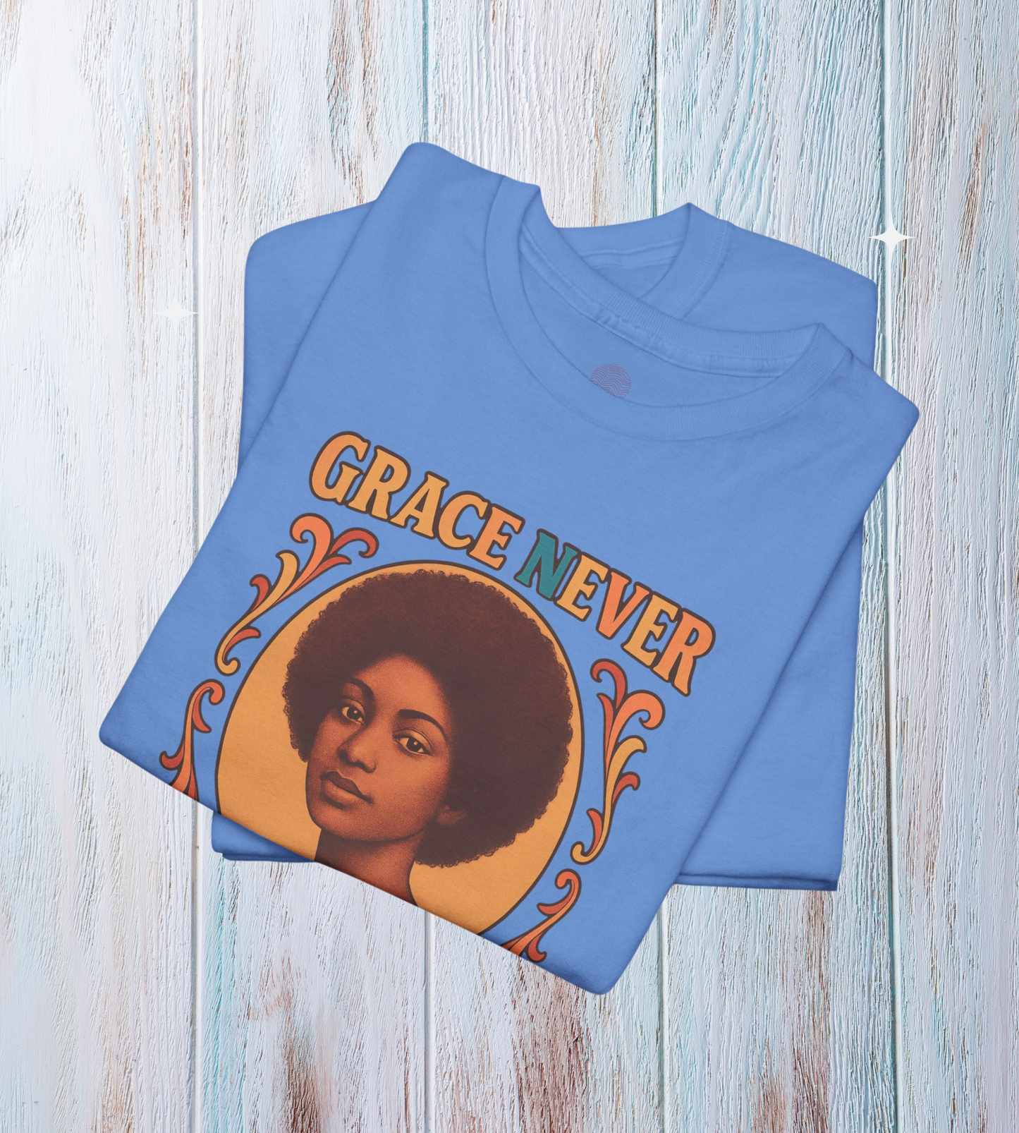 Grace Never Goes Out of Style Gildan 5000 Shirt - Retro Afro Woman Graphic Tee, Vintage 70s Aesthetic T-Shirt, Quote Top