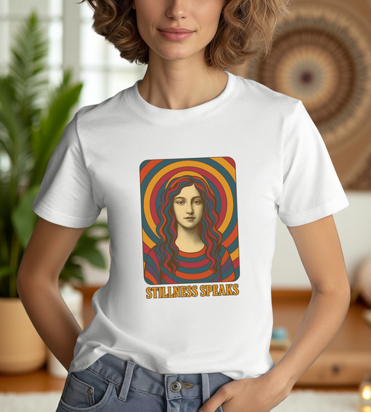 Stillness Speaks Unisex Heavy Cotton Tee, Psychedelic Retro Graphic Shirt, Spiritual Boho Aesthetic Top, Vintage 70s Trippy Tshirt,
