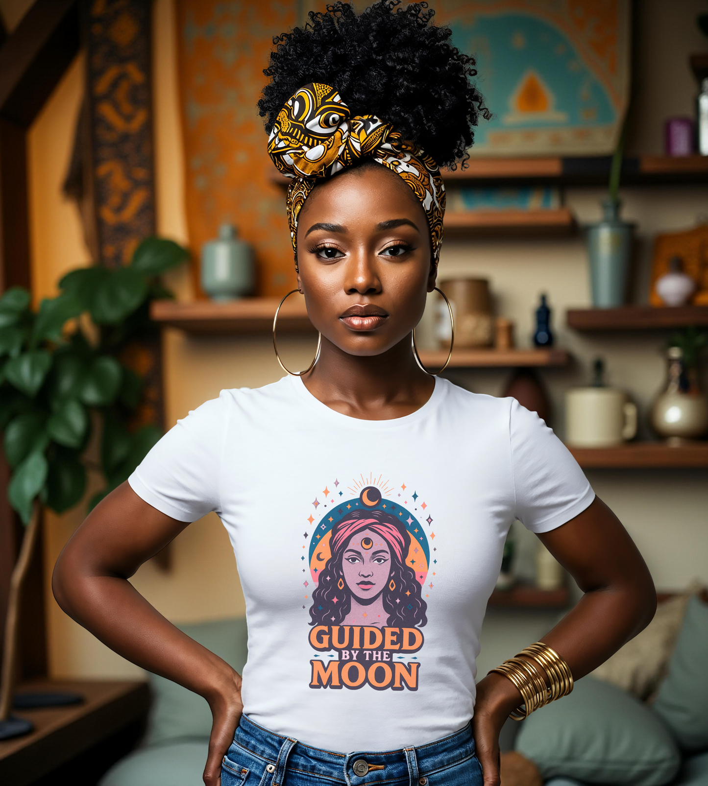 Moon Phase T-Shirt, Celestial Astrology Tee, Spiritual Unisex Top, Witchy Moon Lover Gift, Guided by the Moon Shirt, Mystical Graphic Tee