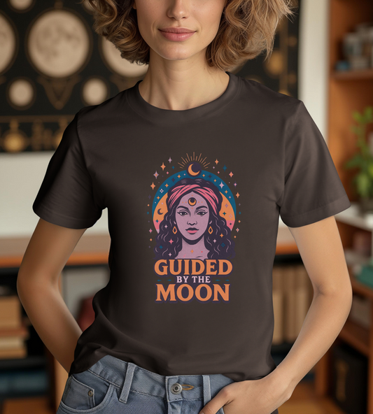 Moon Phase T-Shirt, Celestial Astrology Tee, Spiritual Unisex Top, Witchy Moon Lover Gift, Guided by the Moon Shirt, Mystical Graphic Tee