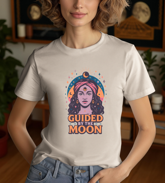 Moon Phase T-Shirt, Celestial Astrology Tee, Spiritual Unisex Top, Witchy Moon Lover Gift, Guided by the Moon Shirt, Mystical Graphic Tee