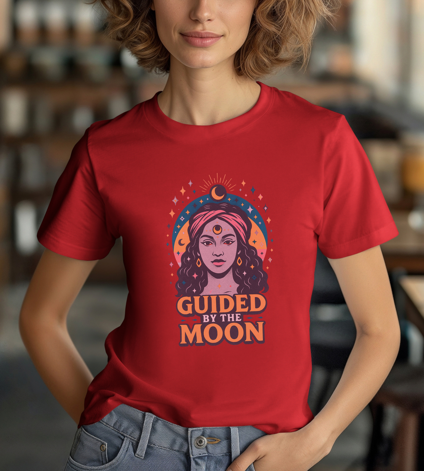 Moon Phase T-Shirt, Celestial Astrology Tee, Spiritual Unisex Top, Witchy Moon Lover Gift, Guided by the Moon Shirt, Mystical Graphic Tee