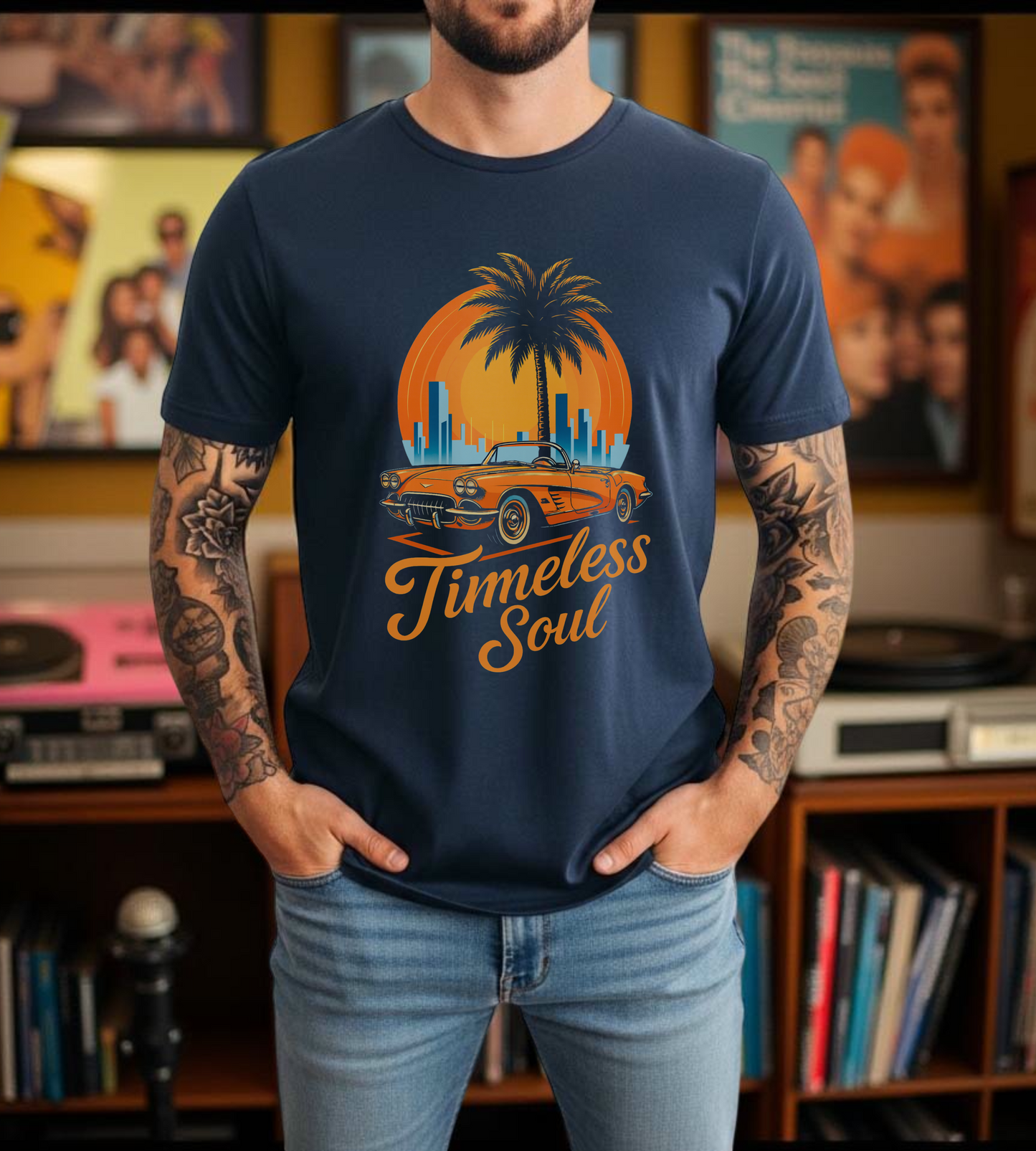 Vintage Sunset Retro Car T-Shirt, Classic Convertible Shirt, Miami Beach 80s Style Top - Unisex Tee