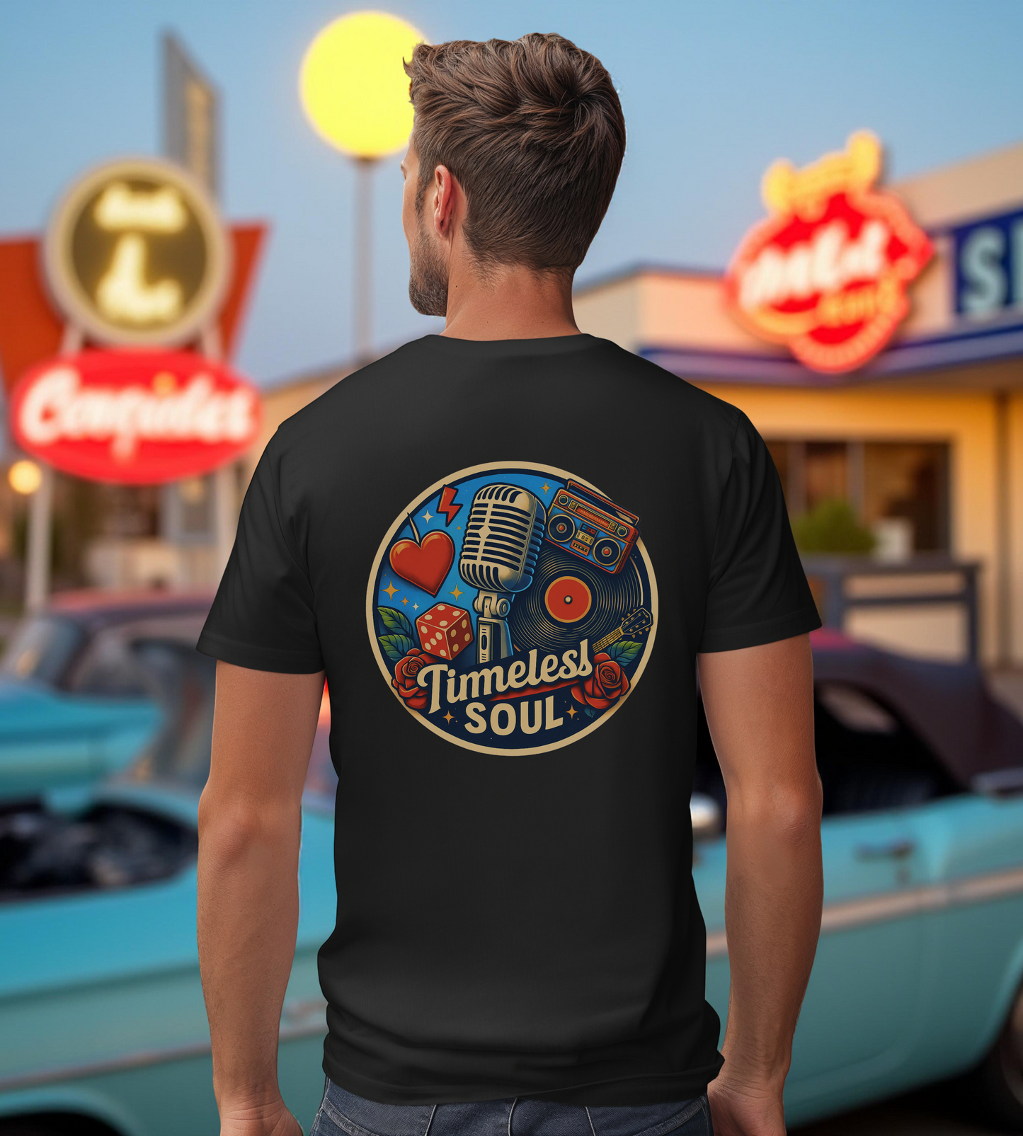 Vintage Retro Music T-Shirt, Rock & Roll Band Shirt, Boombox Guitar Tee, Unisex Heavy Cotton Tee