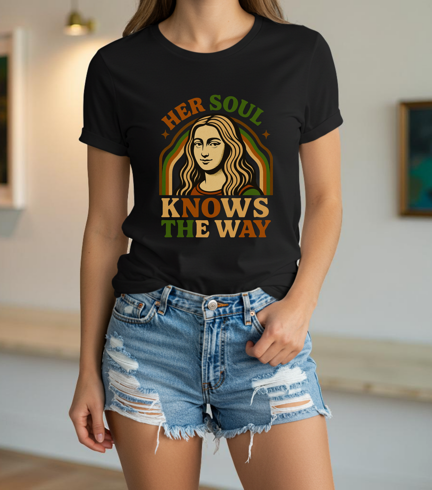 Inspirational Quote Unisex Tee, Her Soul Knows The Way Shirt, Retro Graphic T-Shirt, Vintage Quote Top, Bella+Canvas 3001 Shirt