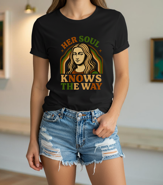 Inspirational Quote Unisex Tee, Her Soul Knows The Way Shirt, Retro Graphic T-Shirt, Vintage Quote Top, Bella+Canvas 3001 Shirt