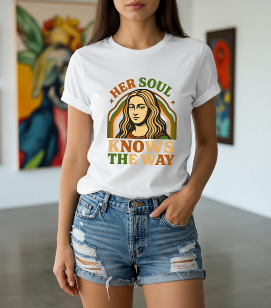 Inspirational Quote Unisex Tee, Her Soul Knows The Way Shirt, Retro Graphic T-Shirt, Vintage Quote Top, Bella+Canvas 3001 Shirt