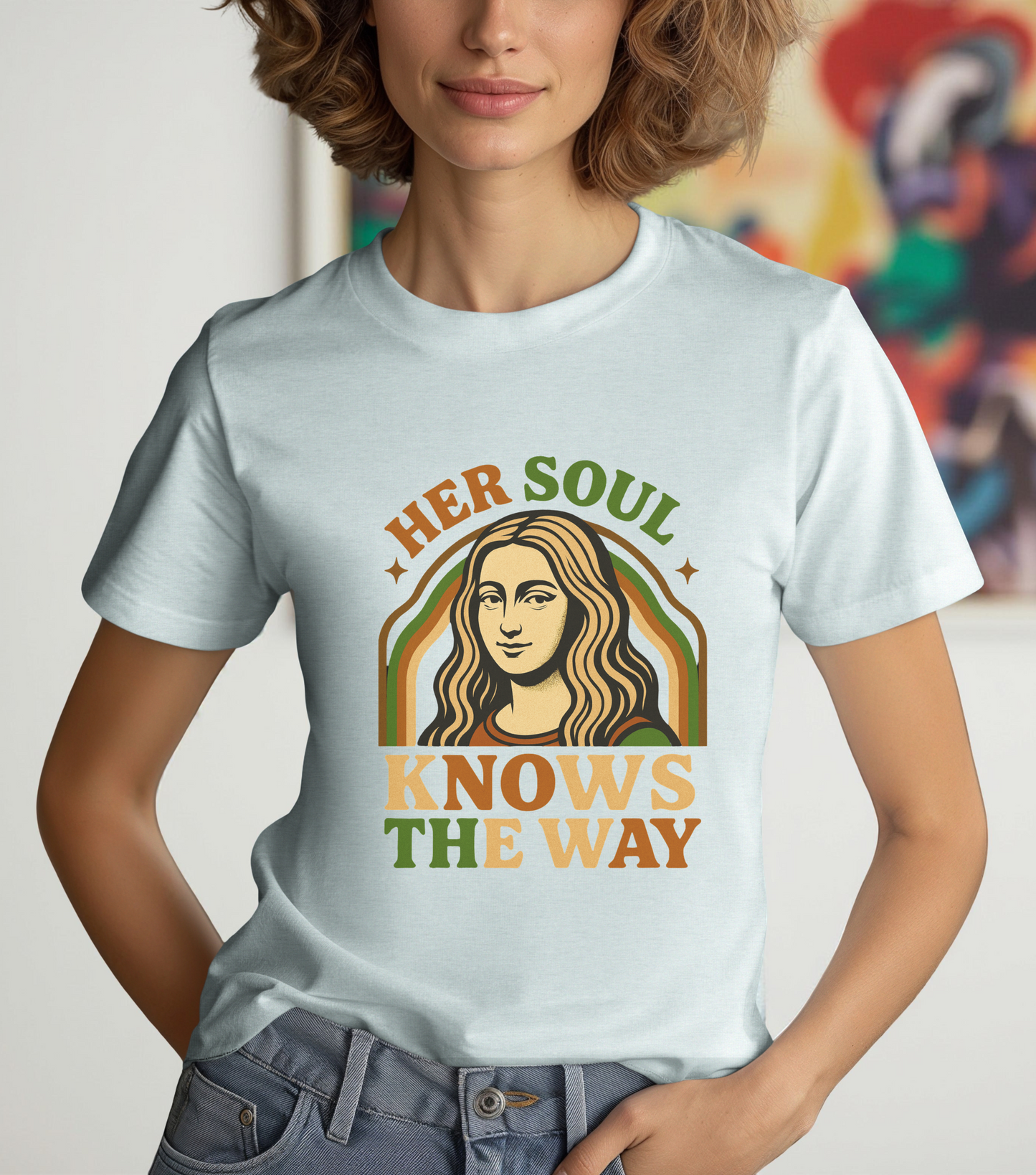 Inspirational Quote Unisex Tee, Her Soul Knows The Way Shirt, Retro Graphic T-Shirt, Vintage Quote Top, Bella+Canvas 3001 Shirt