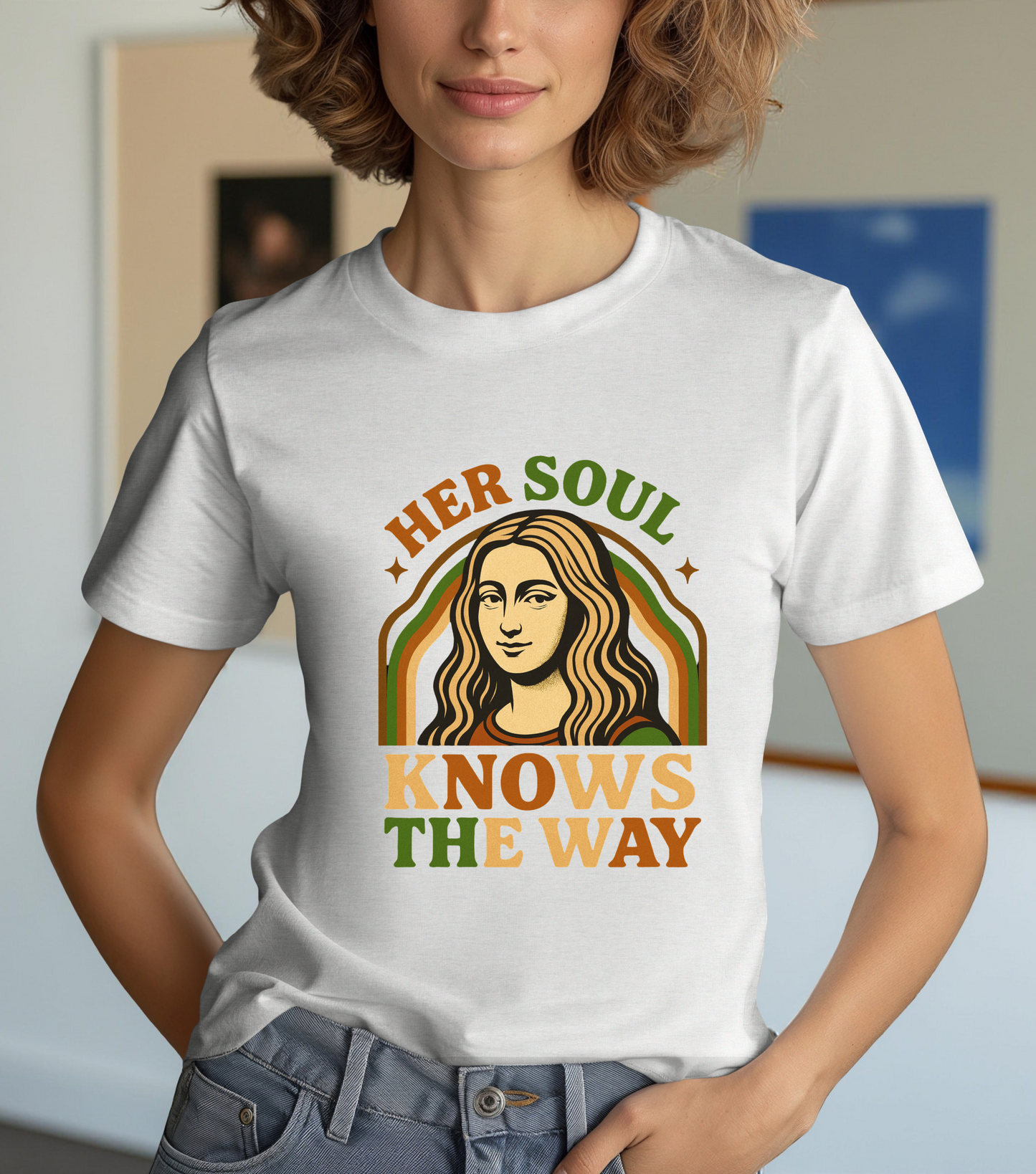 Inspirational Quote Unisex Tee, Her Soul Knows The Way Shirt, Retro Graphic T-Shirt, Vintage Quote Top, Bella+Canvas 3001 Shirt
