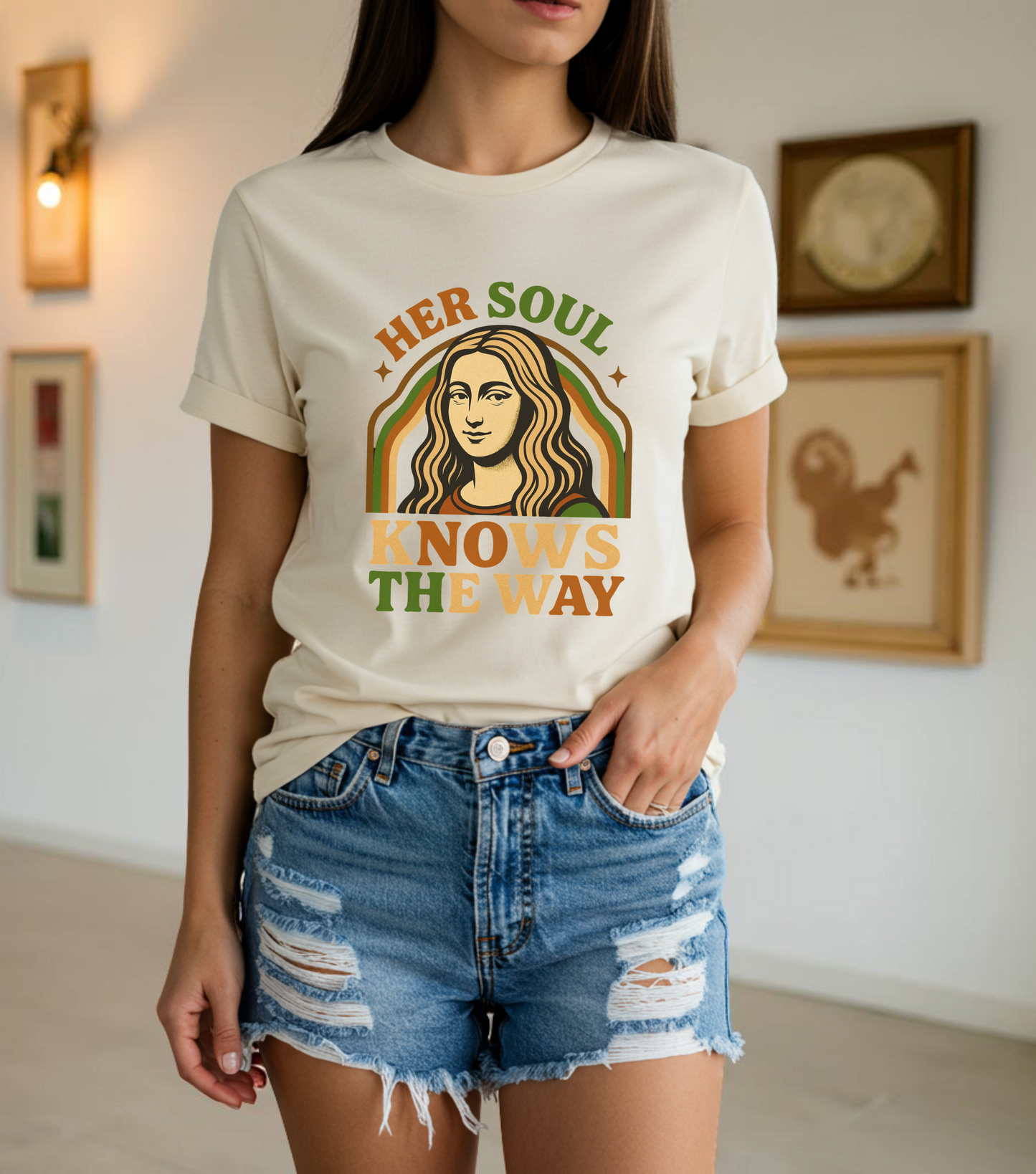 Inspirational Quote Unisex Tee, Her Soul Knows The Way Shirt, Retro Graphic T-Shirt, Vintage Quote Top, Bella+Canvas 3001 Shirt