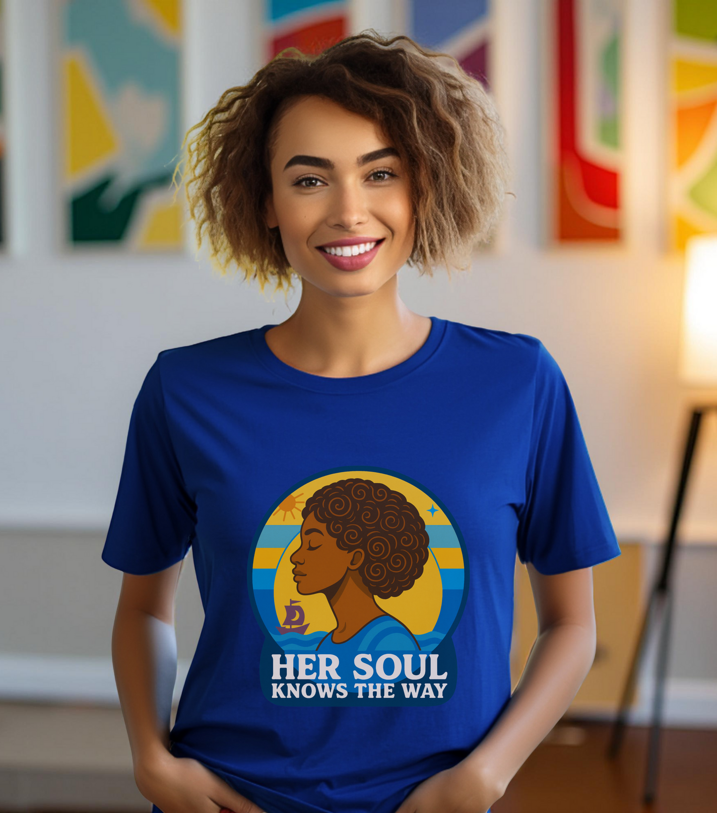 Retro Afro Woman Graphic Tee,Unisex Jersey Short Sleeve Tee, Inspirational Quote Top, Her Soul Knows The Way Shirt