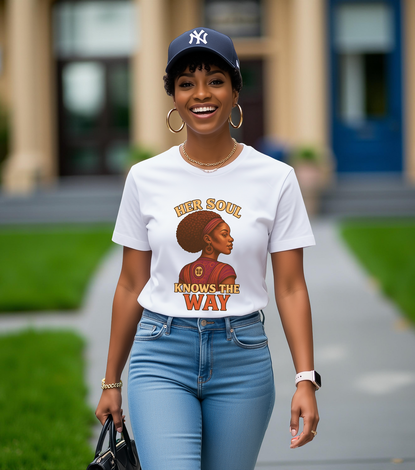 Retro Afro Woman Graphic Tee, Inspirational Quote Top, Her Soul Knows The Way Shirt, Unisex T-Shirt, Bella+Canvas 3001, Short Sleeve