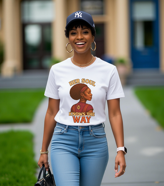 Retro Afro Woman Graphic Tee, Inspirational Quote Top, Her Soul Knows The Way Shirt, Unisex T-Shirt, Bella+Canvas 3001, Short Sleeve