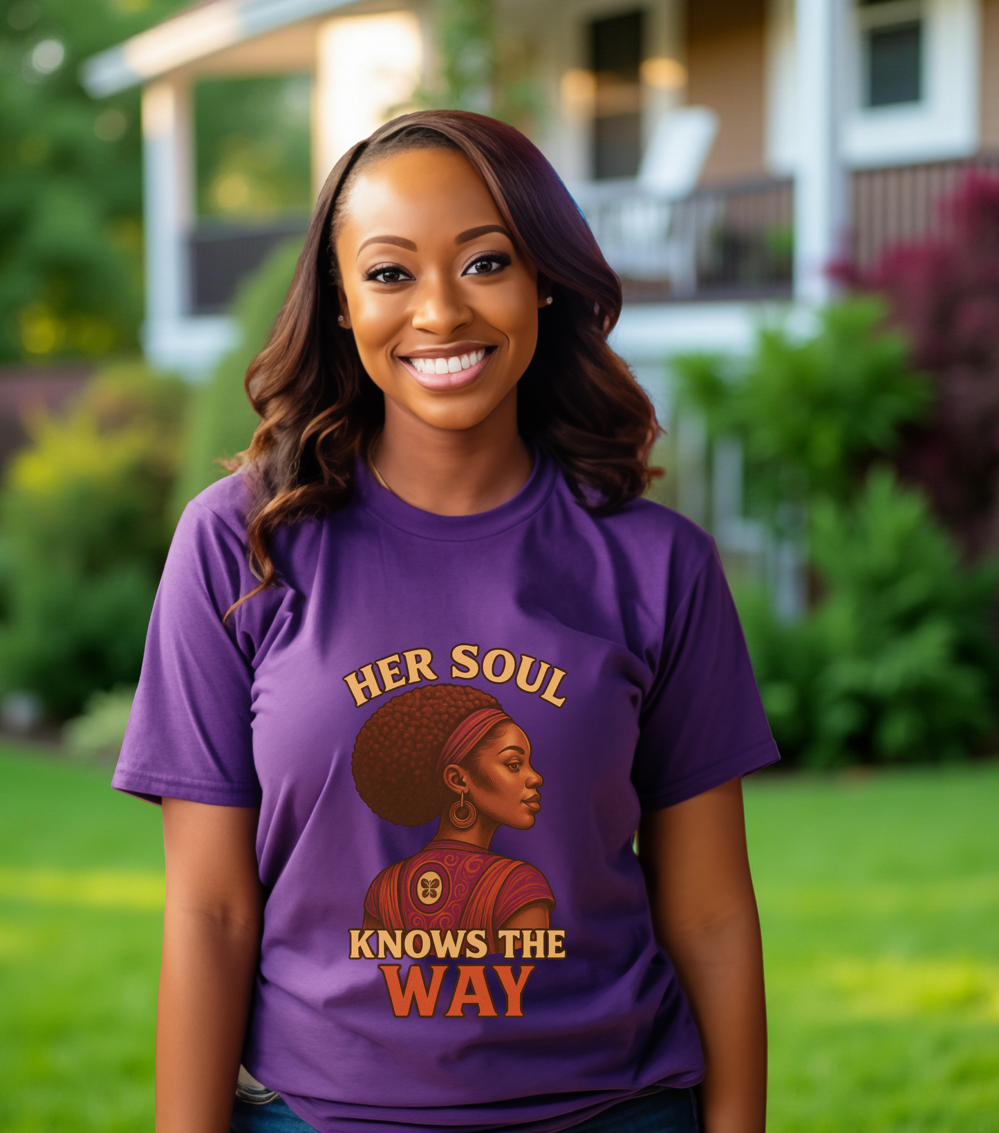 Retro Afro Woman Graphic Tee, Inspirational Quote Top, Her Soul Knows The Way Shirt, Unisex T-Shirt, Bella+Canvas 3001, Short Sleeve
