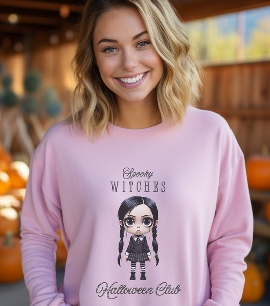 Spooky Witches Halloween Club Sweatshirt, Gothic Witch Pullover, Creepy Cute Wednesday Addams Aesthetic, Gildan 18000, Halloween Costume,
