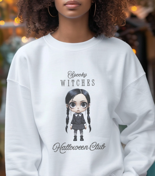Spooky Witches Halloween Club Sweatshirt, Gothic Witch Pullover, Creepy Cute Wednesday Addams Aesthetic, Gildan 18000, Halloween Costume,