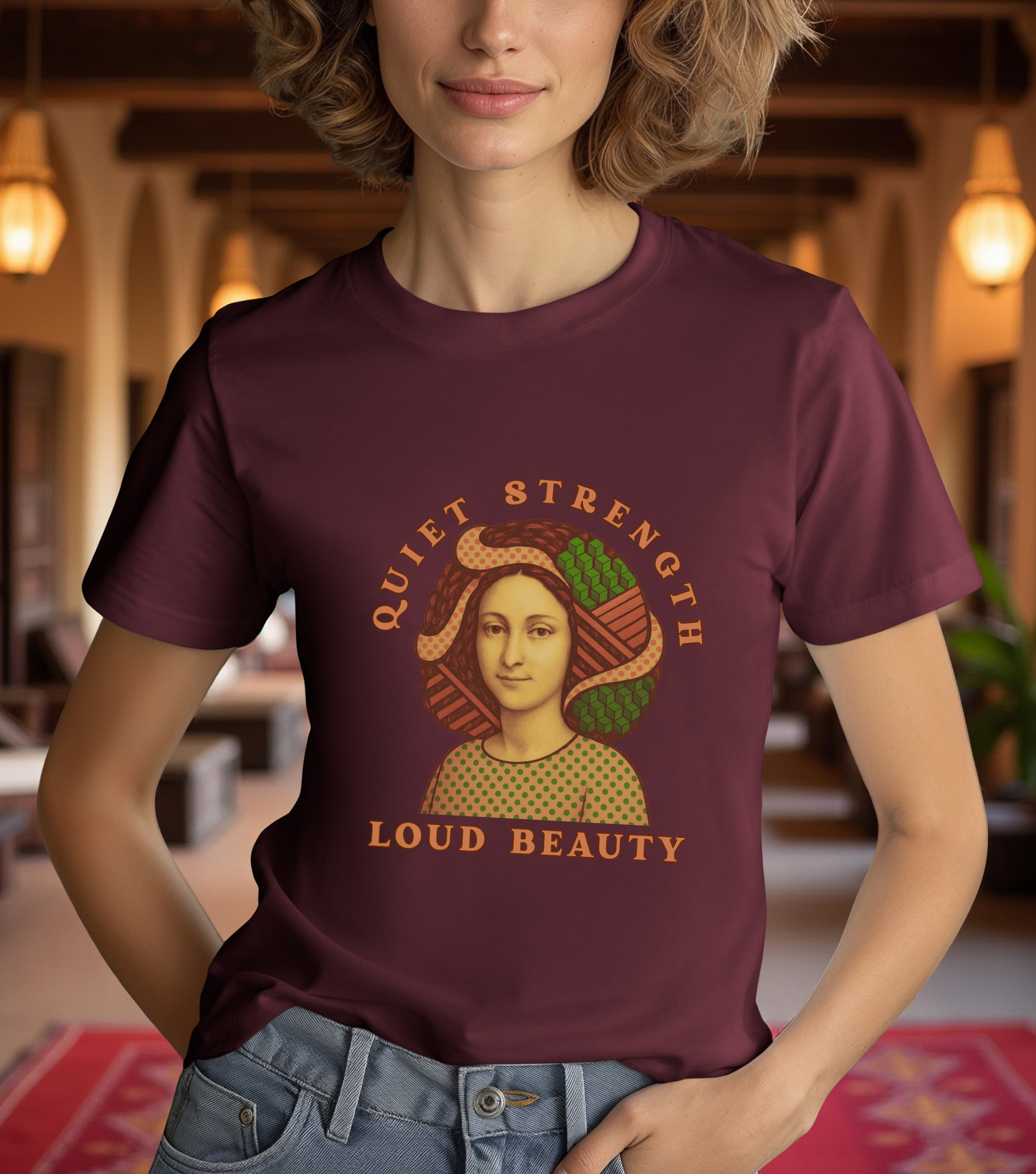 Vintage Retro Quiet Strength Loud Beauty Graphic T-Shirt - Unisex Jersey Tee, Feminine Power Art Shirt, Bella+Canvas 3001, Aesthetic Top