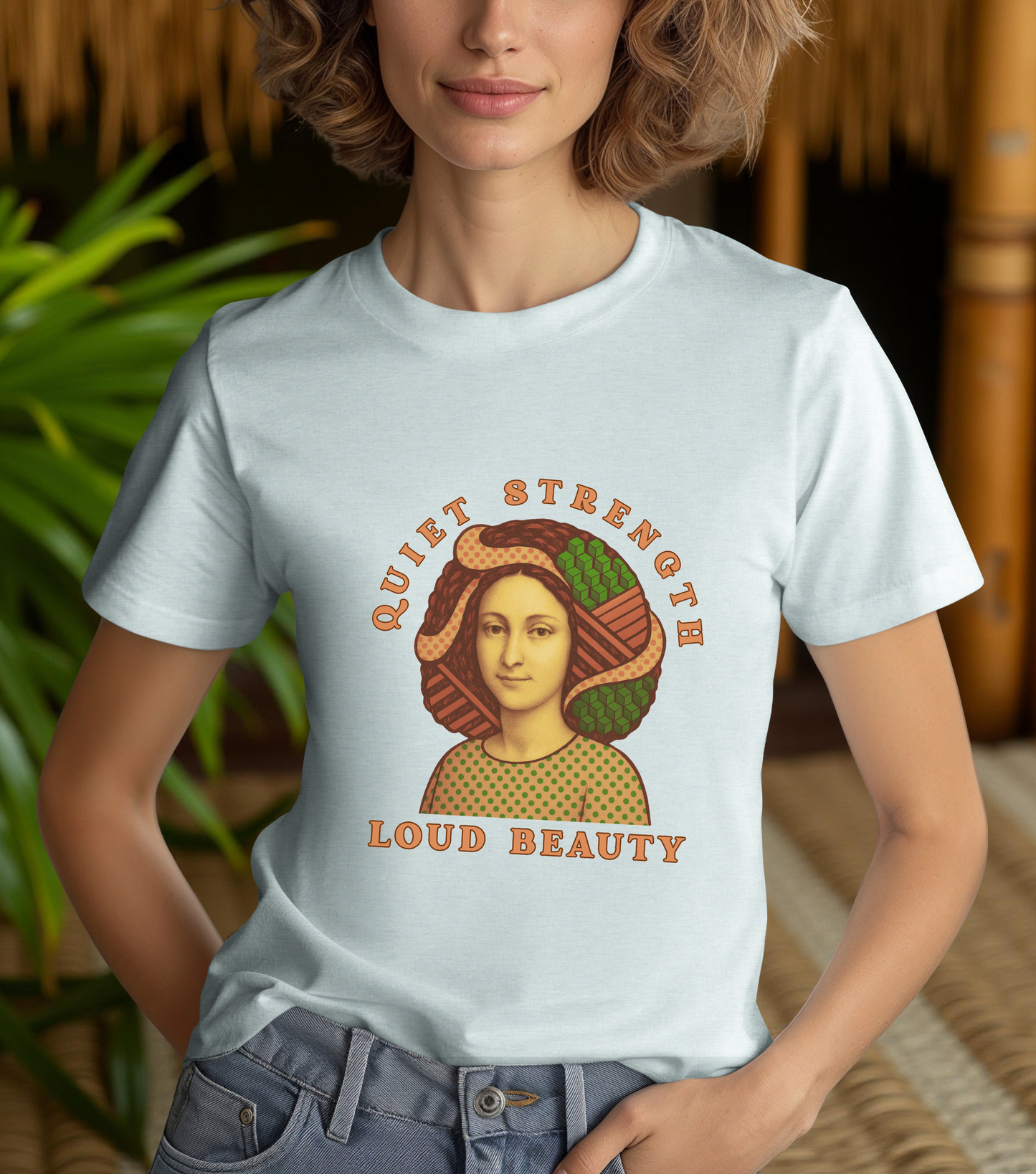 Vintage Retro Quiet Strength Loud Beauty Graphic T-Shirt - Unisex Jersey Tee, Feminine Power Art Shirt, Bella+Canvas 3001, Aesthetic Top