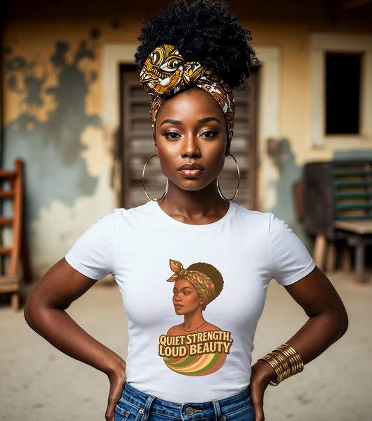 Afrocentric Quiet Strength Tee, Black Women Empowerment Shirt, Retro Feminist Top, Bella Canvas 3001 T-Shirt, Loud Beauty Graphic
