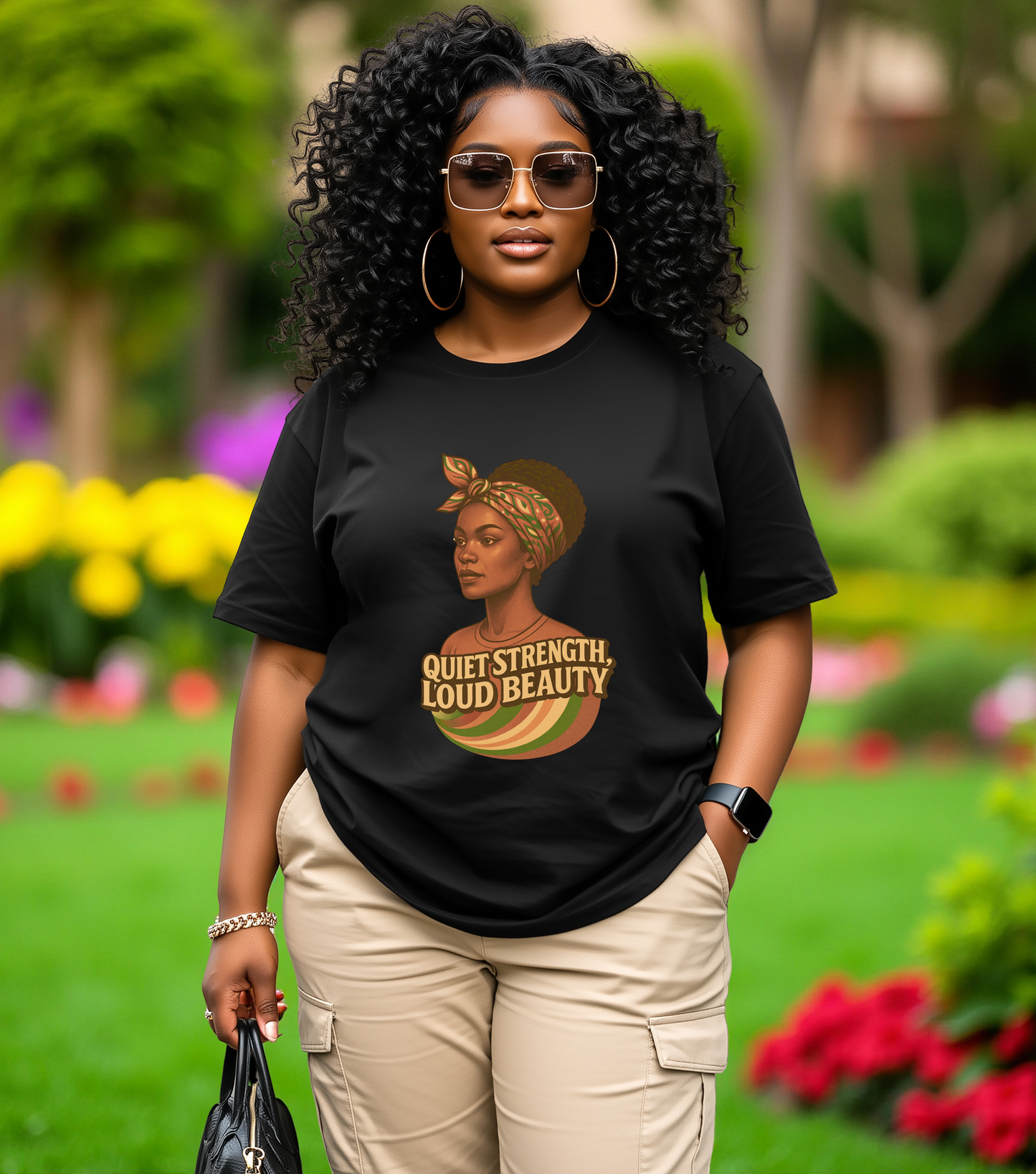 Afrocentric Quiet Strength Tee, Black Women Empowerment Shirt, Retro Feminist Top, Bella Canvas 3001 T-Shirt, Loud Beauty Graphic