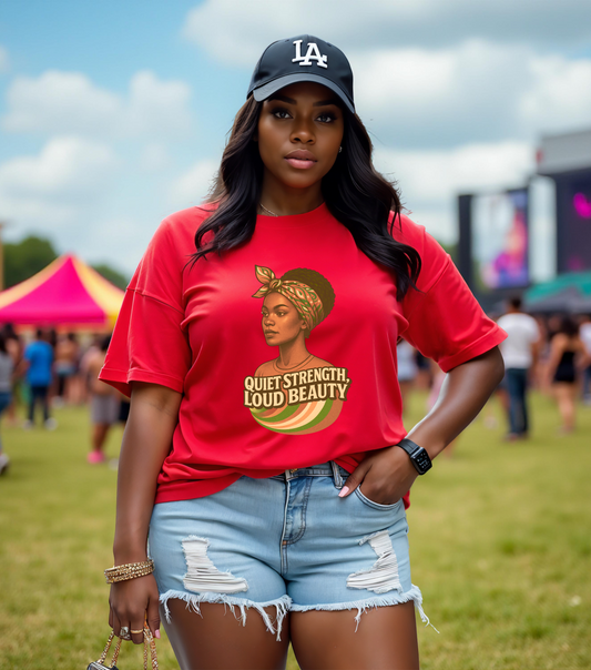 Afrocentric Quiet Strength Tee, Black Women Empowerment Shirt, Retro Feminist Top, Bella Canvas 3001 T-Shirt, Loud Beauty Graphic