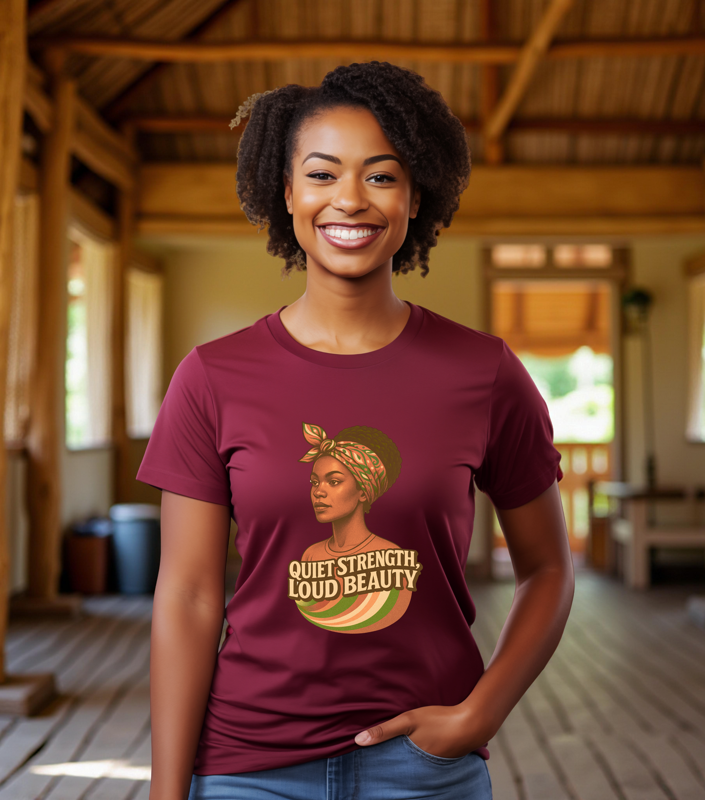 Afrocentric Quiet Strength Tee, Black Women Empowerment Shirt, Retro Feminist Top, Bella Canvas 3001 T-Shirt, Loud Beauty Graphic