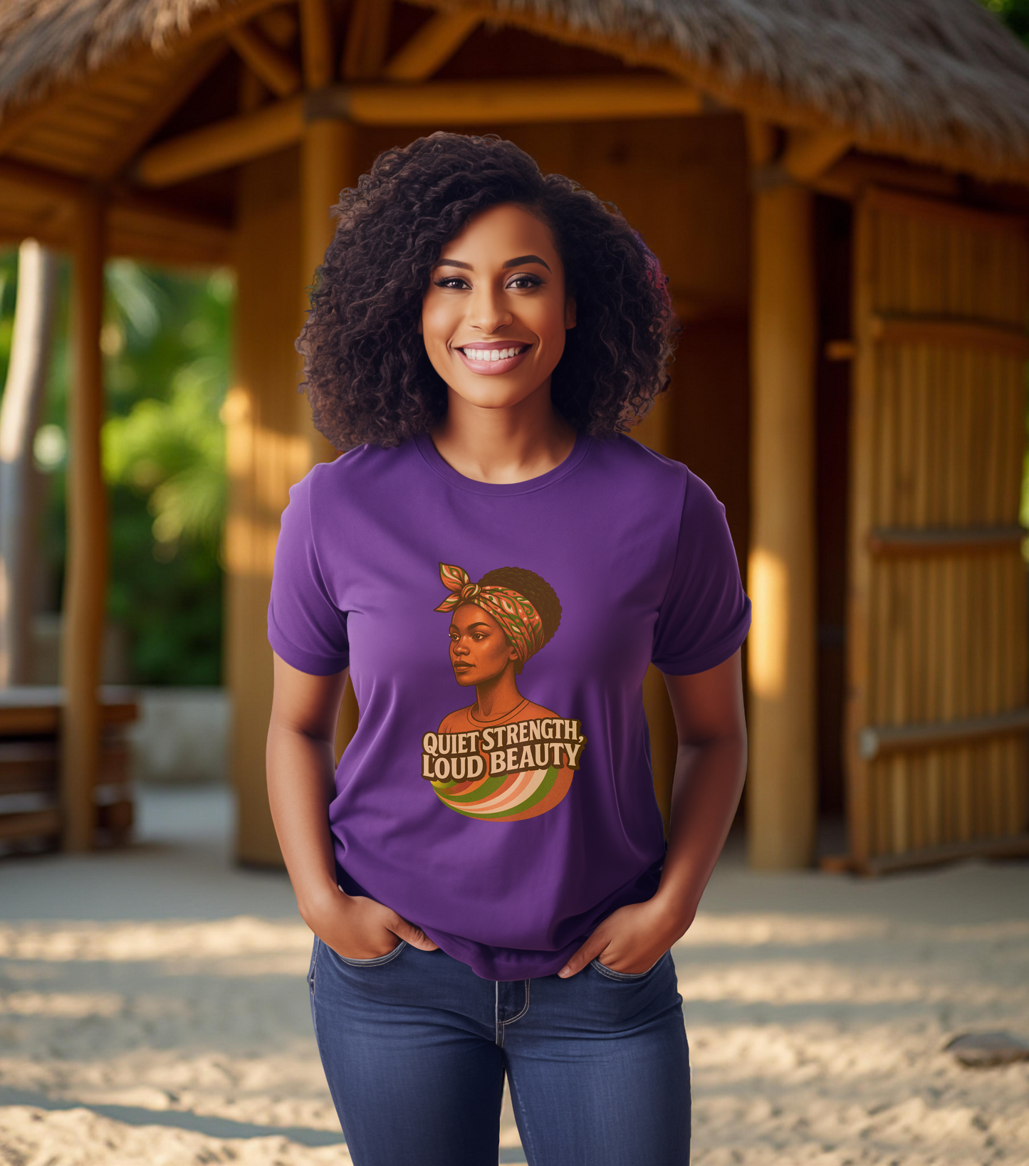 Afrocentric Quiet Strength Tee, Black Women Empowerment Shirt, Retro Feminist Top, Bella Canvas 3001 T-Shirt, Loud Beauty Graphic