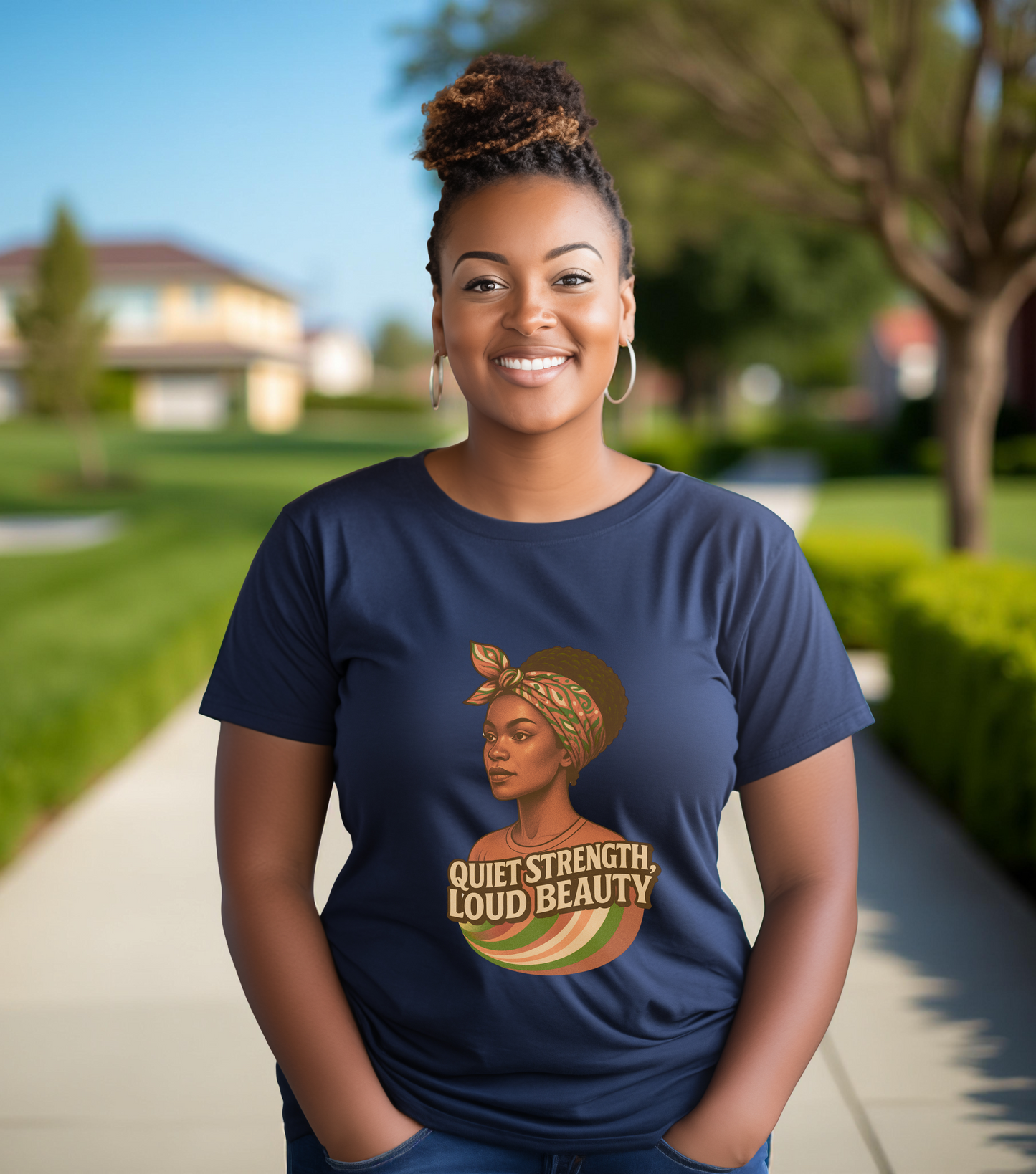 Afrocentric Quiet Strength Tee, Black Women Empowerment Shirt, Retro Feminist Top, Bella Canvas 3001 T-Shirt, Loud Beauty Graphic