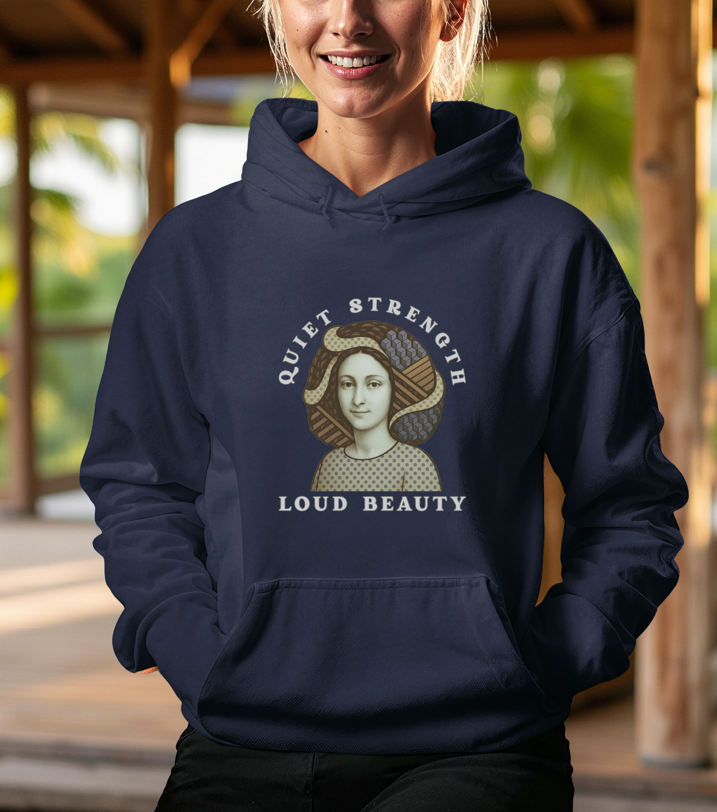 Quiet Strength Loud Beauty Unisex Hoodie, Gildan 18500 Sweatshirt, Feminist Empowerment Pullover, Retro Art Style Hooded Jumper, Graphic