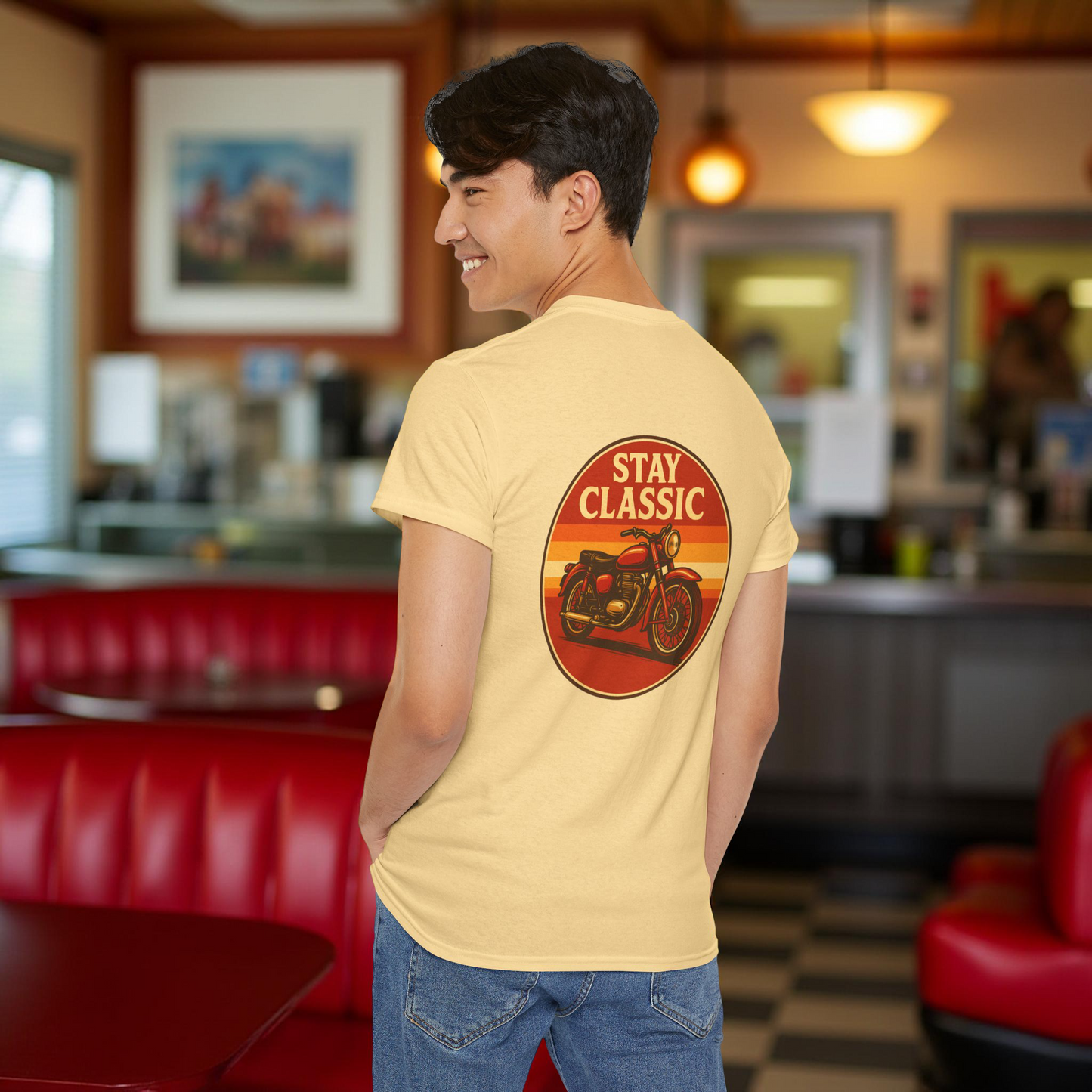 Stay Classic Motorcycle T-Shirt | Retro Bike Graphic Tee | Gildan 5000