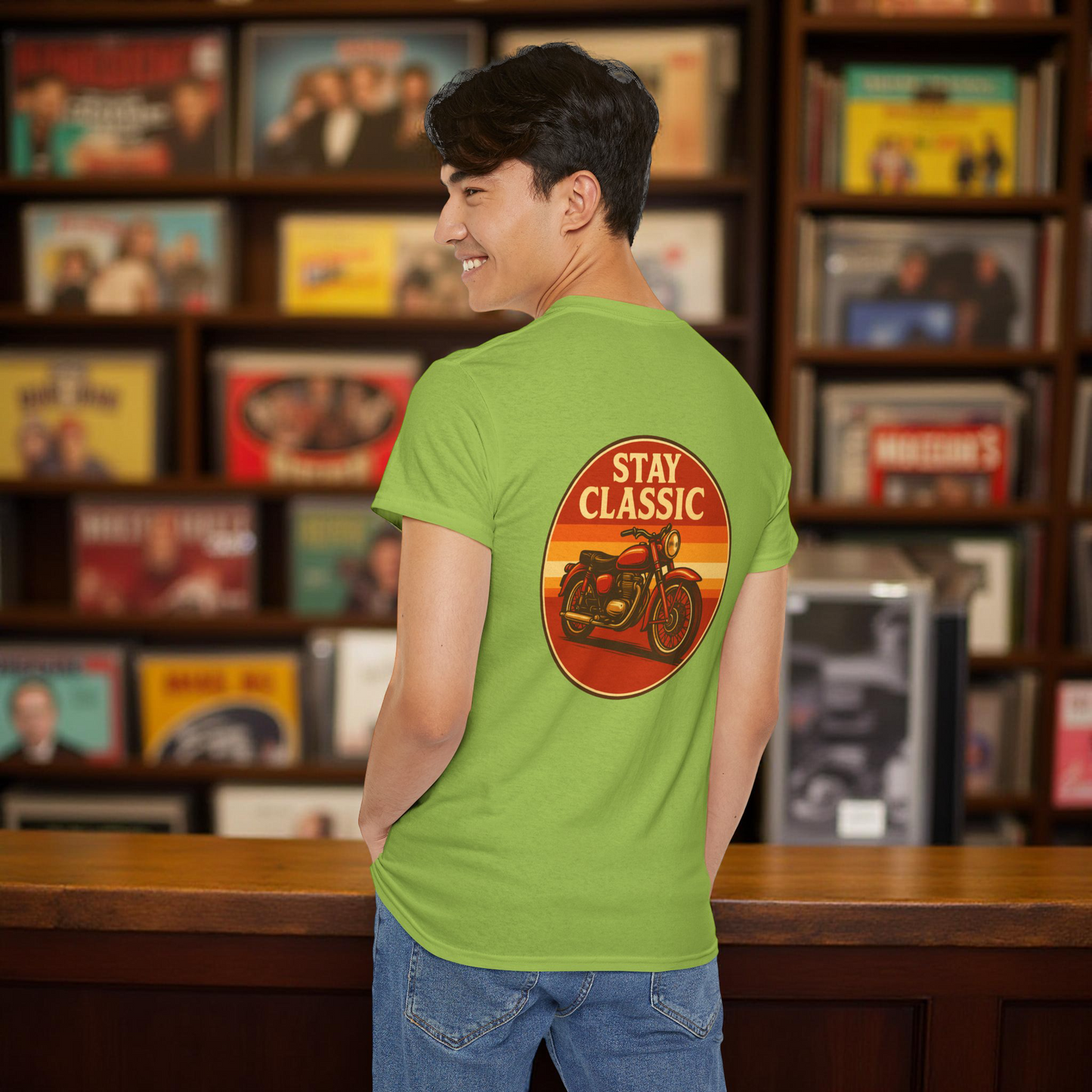 Stay Classic Motorcycle T-Shirt | Retro Bike Graphic Tee | Gildan 5000