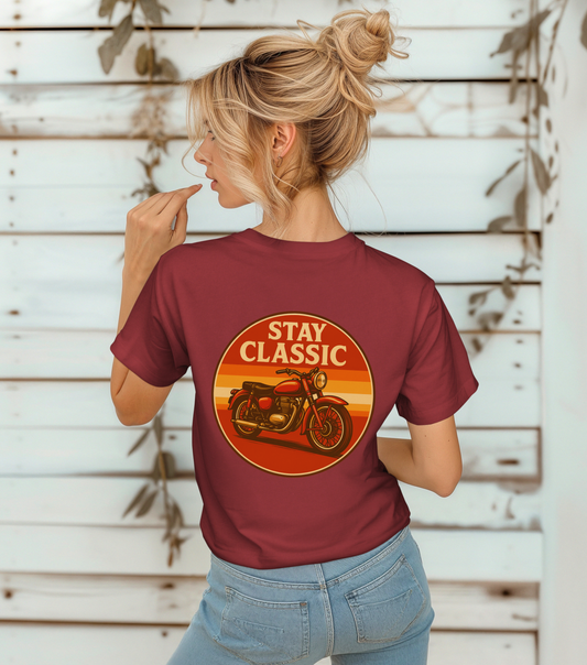 Stay Classic Motorcycle T-Shirt | Retro Bike Graphic Tee | Gildan 5000