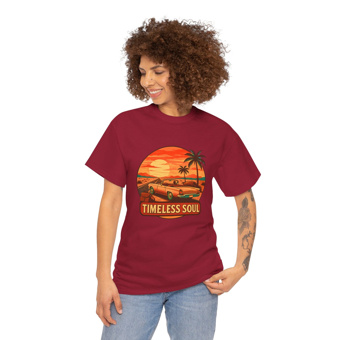 Timeless Soul Road Trip T-Shirt, Retro Sunset Unisex Tee, Vintage Palm Tree Graphic Shirt
