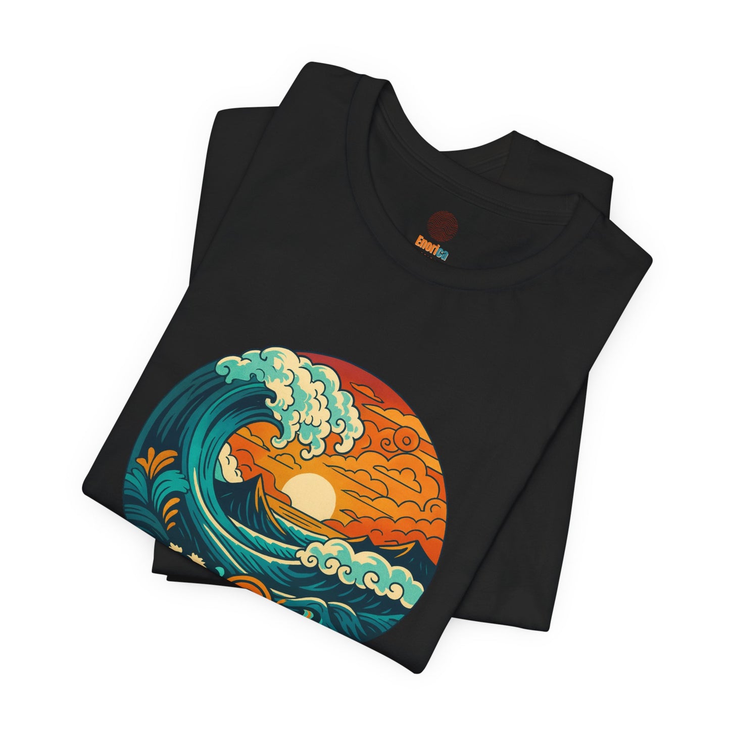 Retro Ocean Wave Sunset T-Shirt, Inspirational Typography Tee, Unisex Graphic Top, Gift for Men & Women, Live Bright Think Deep Shirt
