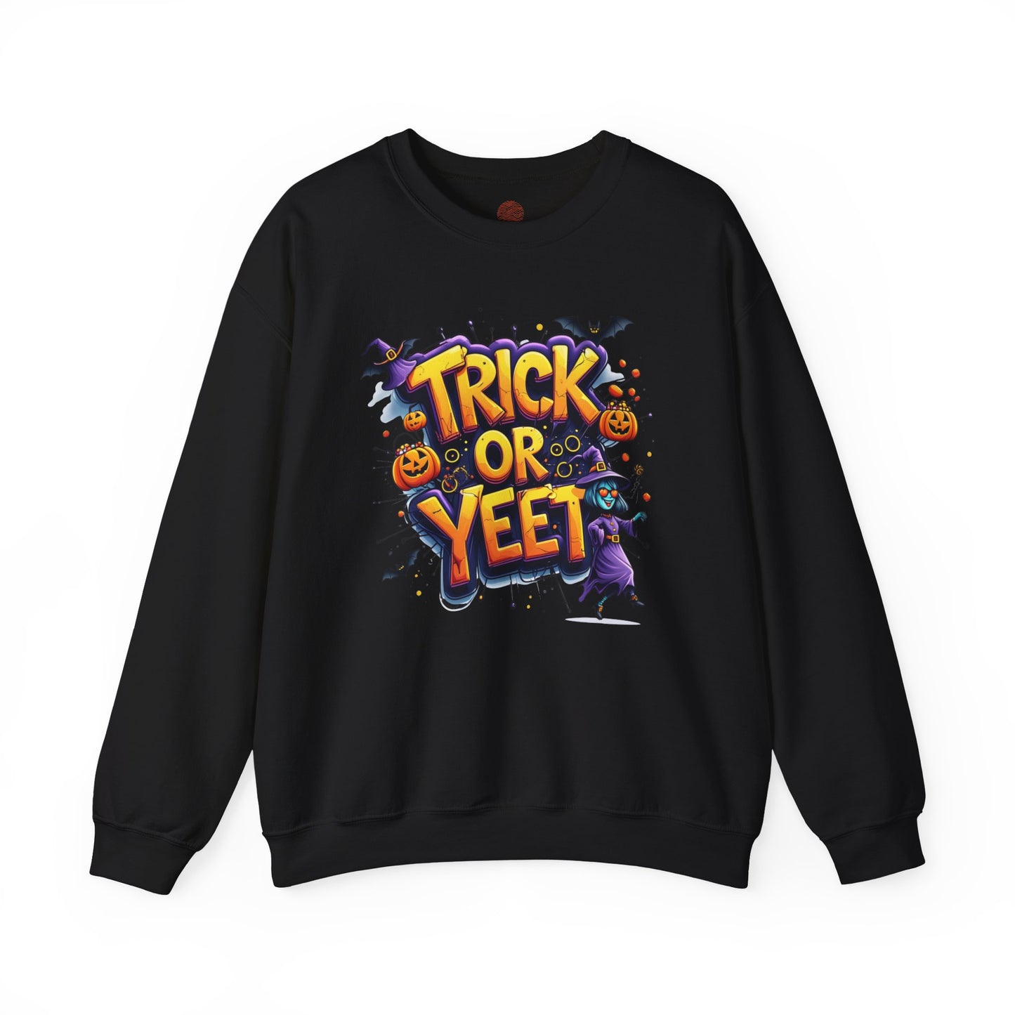 Trick or Yeet Unisex Heavy Blend Crewneck Sweatshirt – Funny Witch & Pumpkin Halloween Pullover