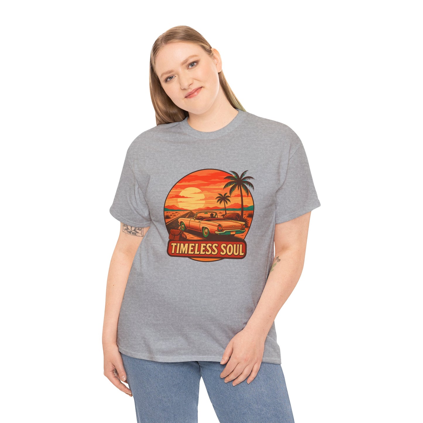 Timeless Soul Road Trip T-Shirt, Retro Sunset Unisex Tee, Vintage Palm Tree Graphic Shirt