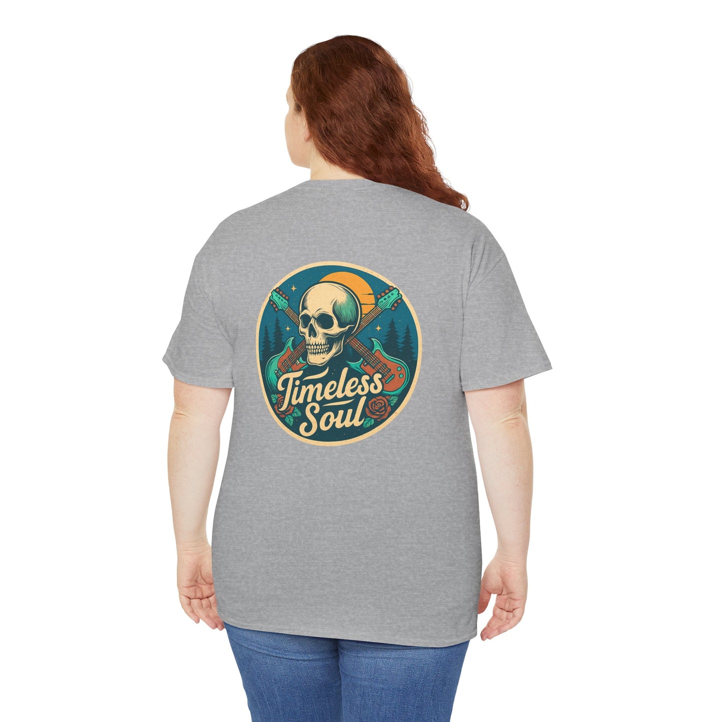 Timeless Soul Rock T-Shirt - Retro Skull and Guitars Graphic Tee, Vintage Rock & Roll Band Shirt, Gothic Music Festival Unisex Top,