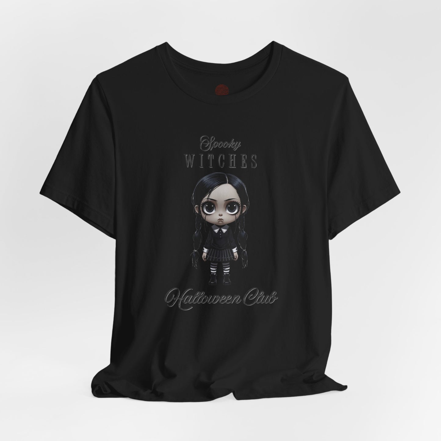 Spooky Witches Halloween Club Shirt – Gothic Wednesday Addams Inspired Tee – Bella Canvas 3001 – Unisex Spooky Halloween T-Shirt