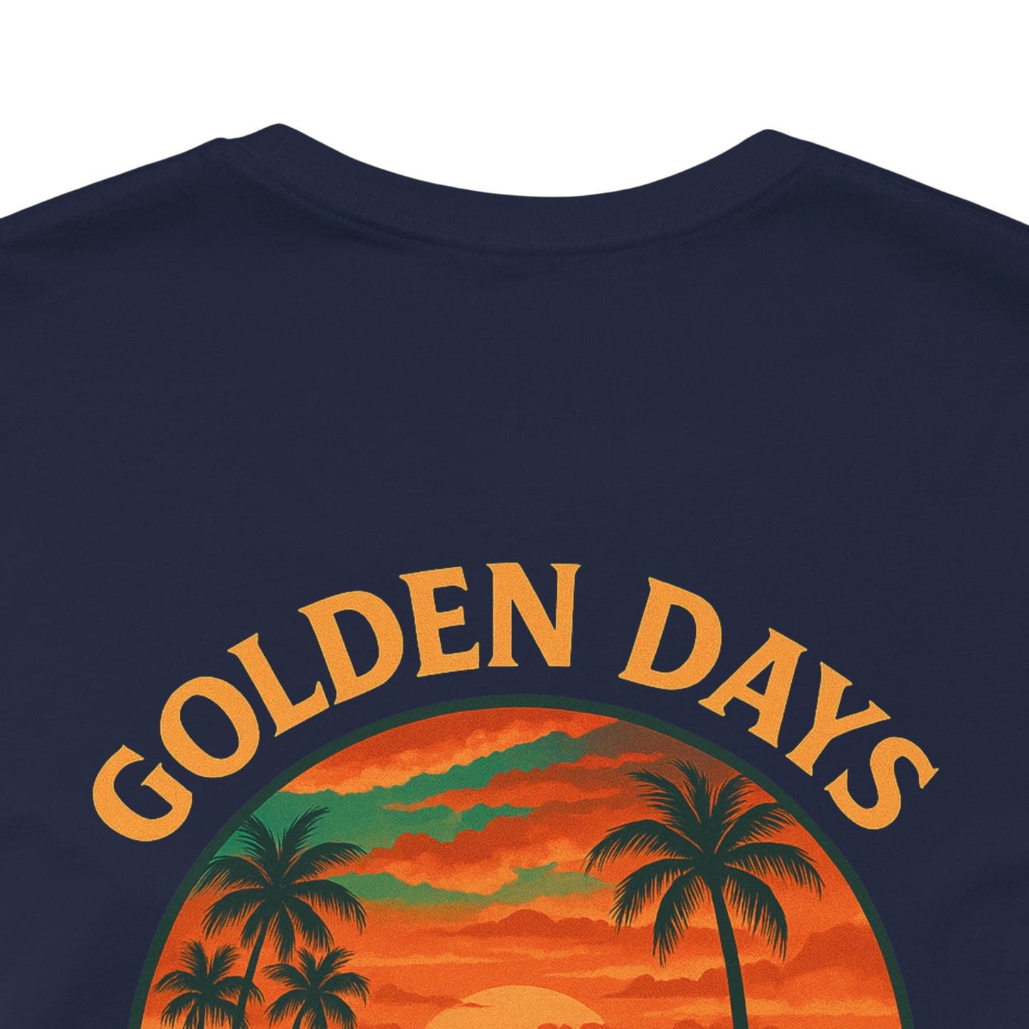 Golden Days Ahead Retro Car T-Shirt, Vintage Classic 50s Tee, Coastal Sunset Palm Trees, Unisex Jersey Shirt, Bella Canvas 3001, Men Women,