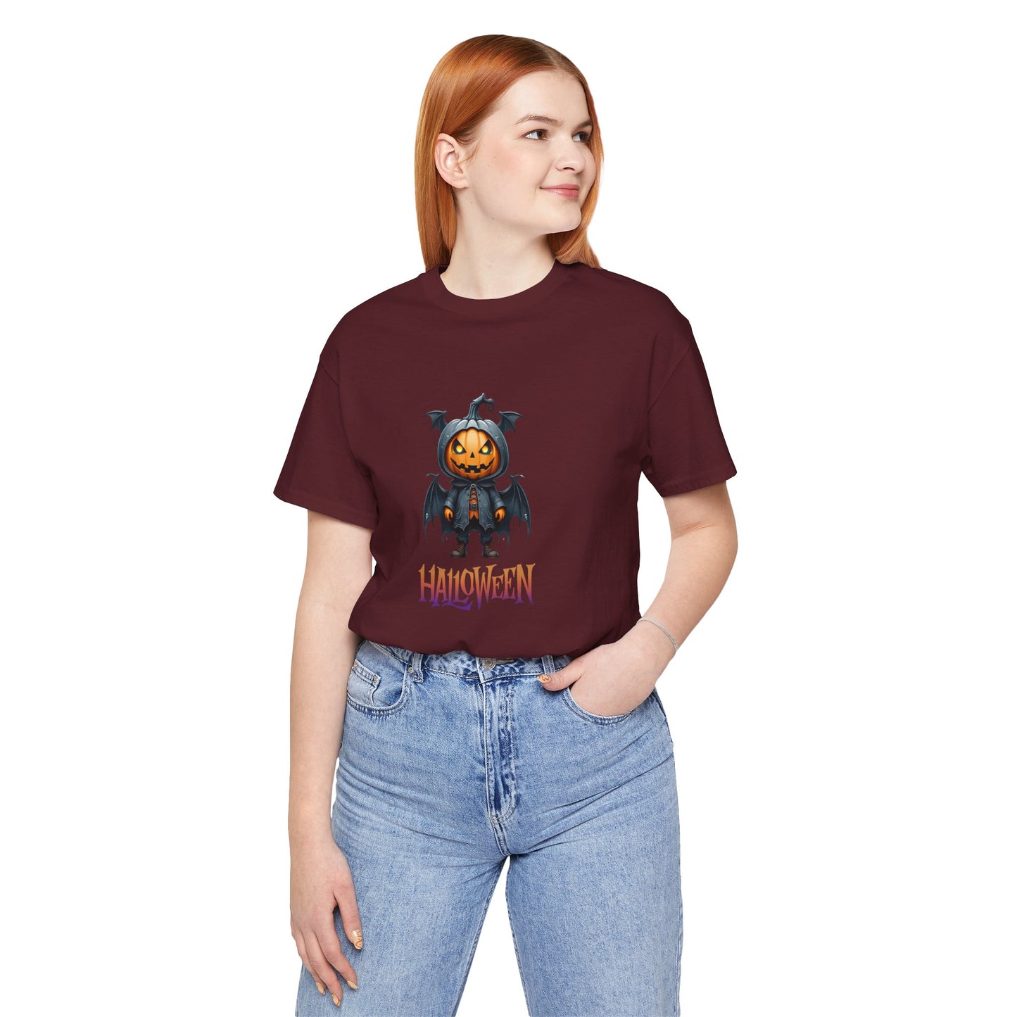 Halloween Pumpkin Bat Shirt – Spooky Jack O’Lantern Graphic Tee – Bella Canvas 3001 – Unisex Halloween T-Shirt for Women Men