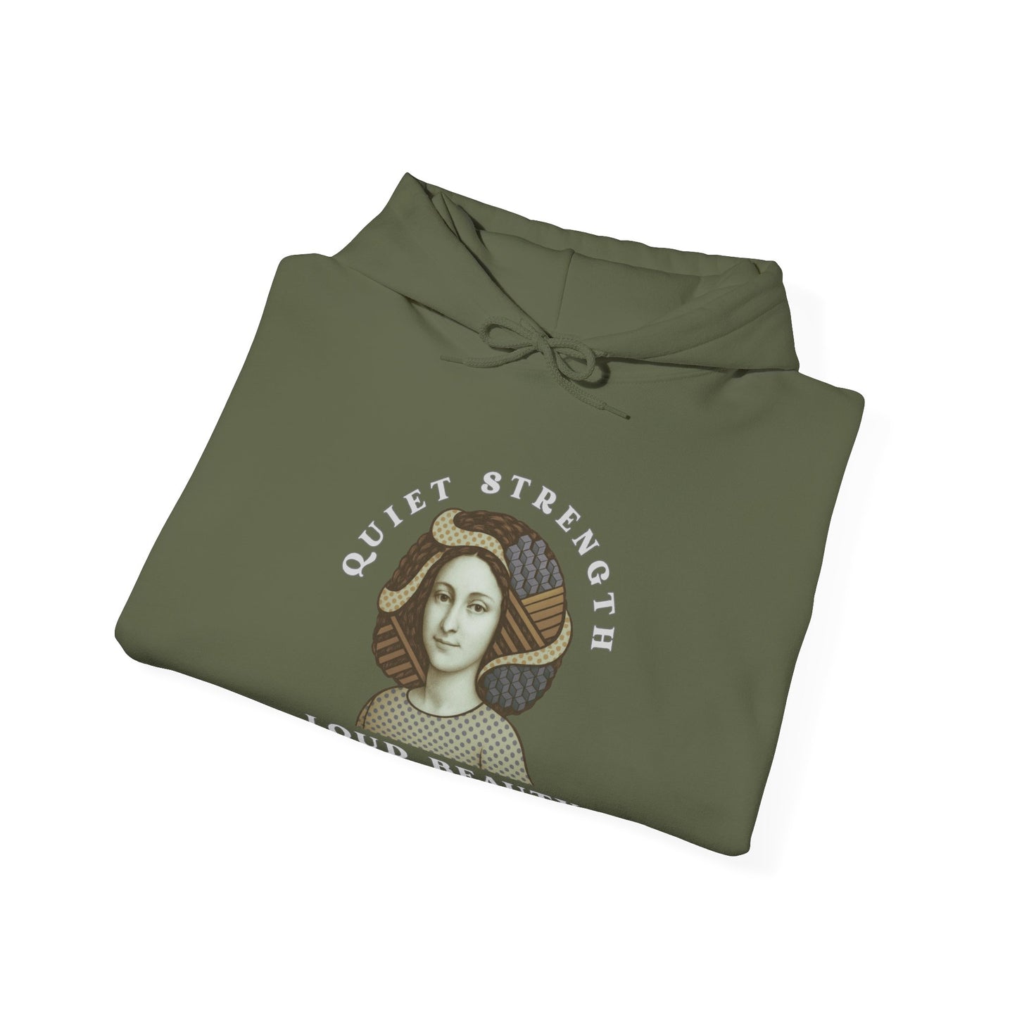 Quiet Strength Loud Beauty Unisex Hoodie, Gildan 18500 Sweatshirt, Feminist Empowerment Pullover, Retro Art Style Hooded Jumper, Graphic
