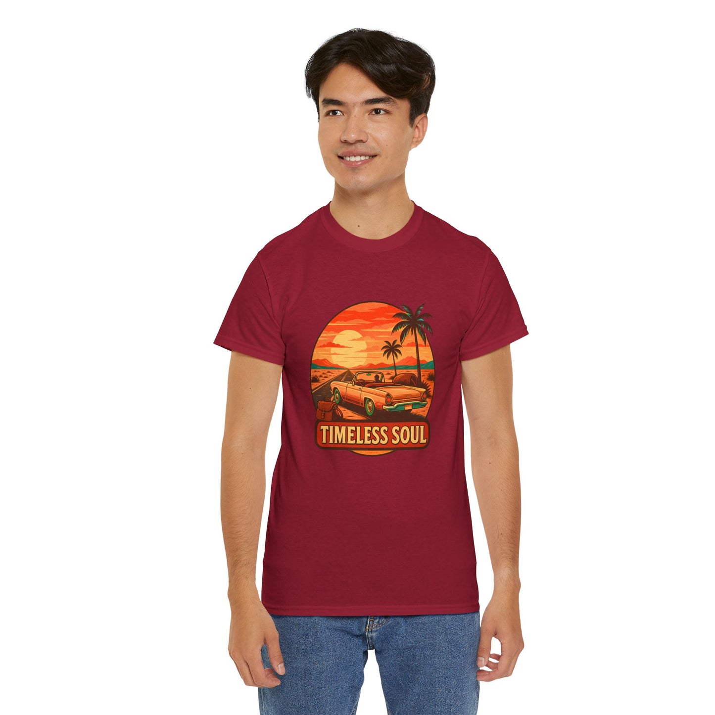 Timeless Soul Road Trip T-Shirt, Retro Sunset Unisex Tee, Vintage Palm Tree Graphic Shirt