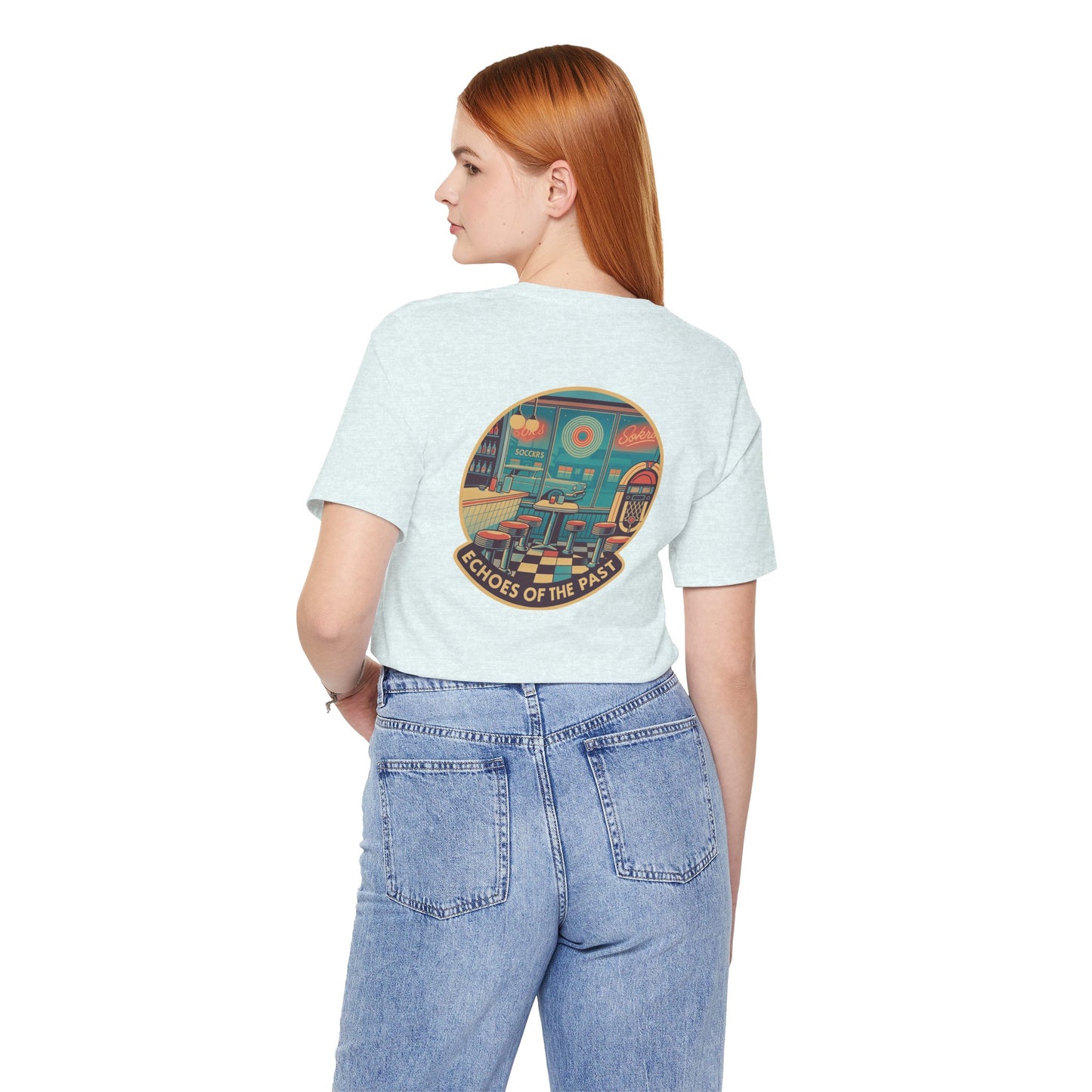 Echoes of the Past Retro Diner T-Shirt – Bella Canvas 3001 Unisex Vintage 80s Jukebox Neon Graphic Tee